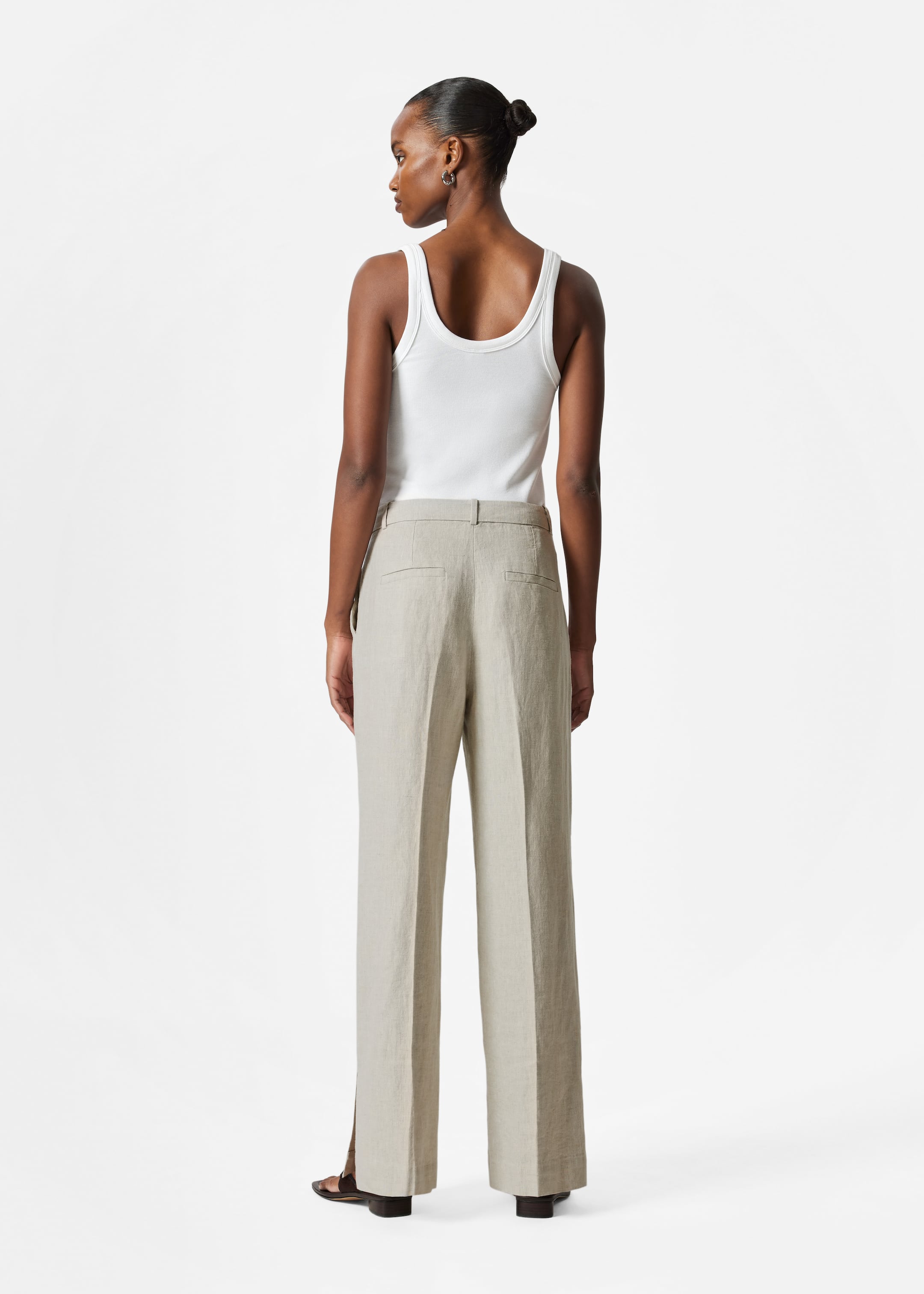 Vezi imaginea mai mare: Pantaloni din In Croiți - Ovăz - FEMEI | H&M RO 3