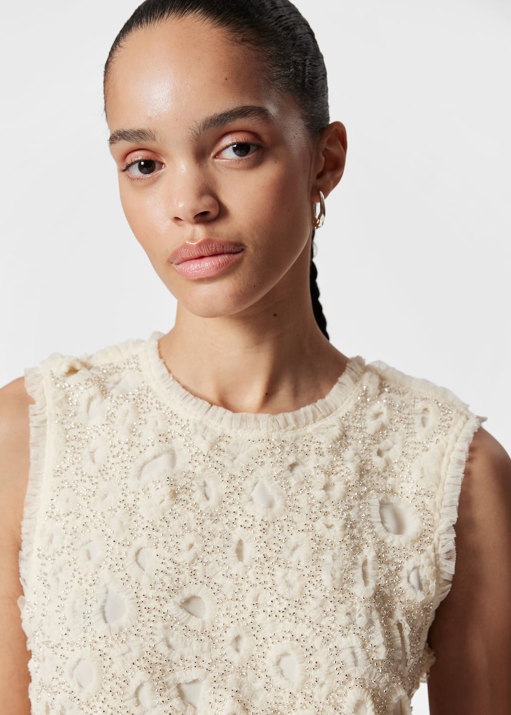 Image of Beaded Tulle Mini Dress