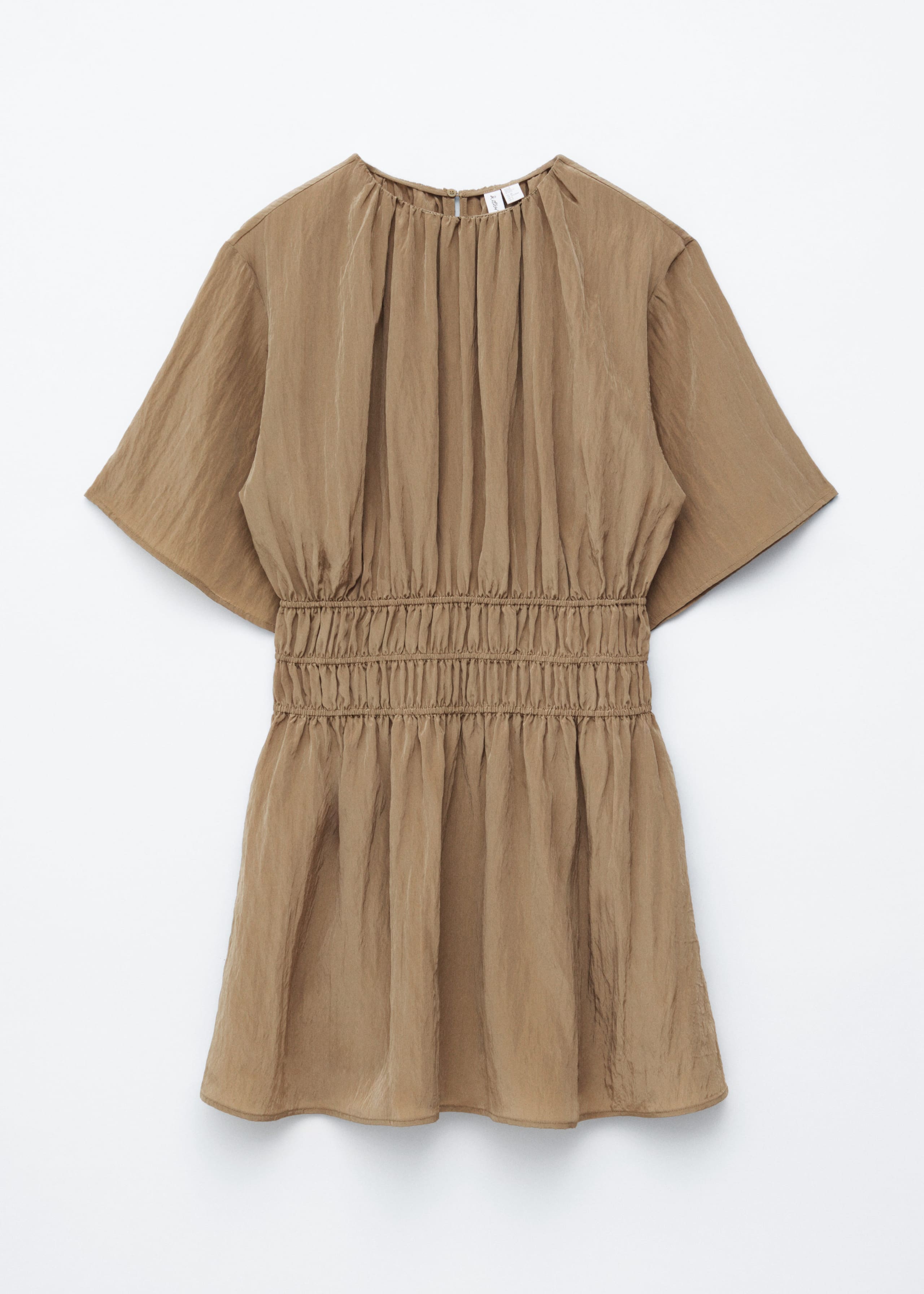 Image of Robe courte froncée à manches courtes