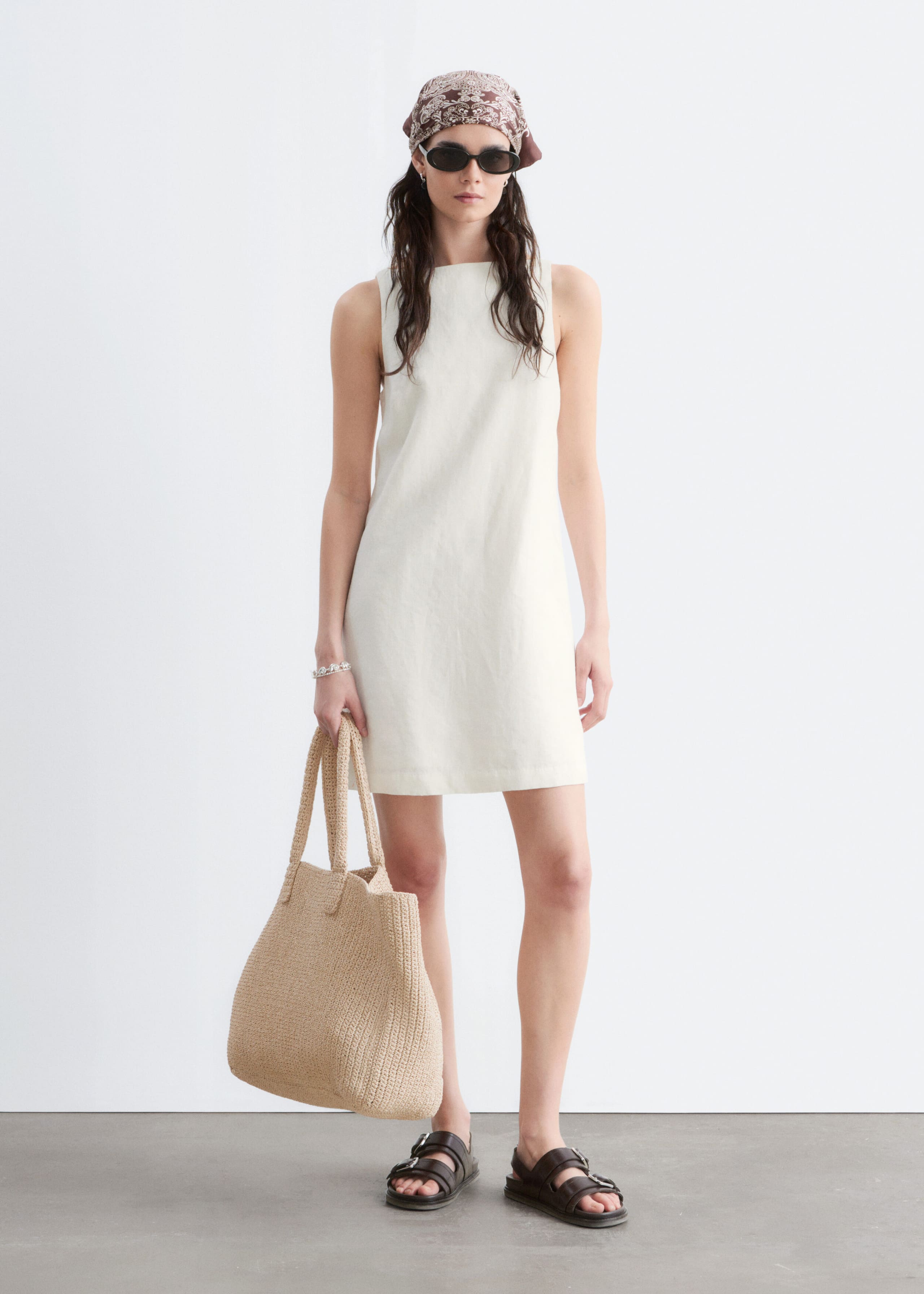 Robe courte en lin - Blanc - Lookbook