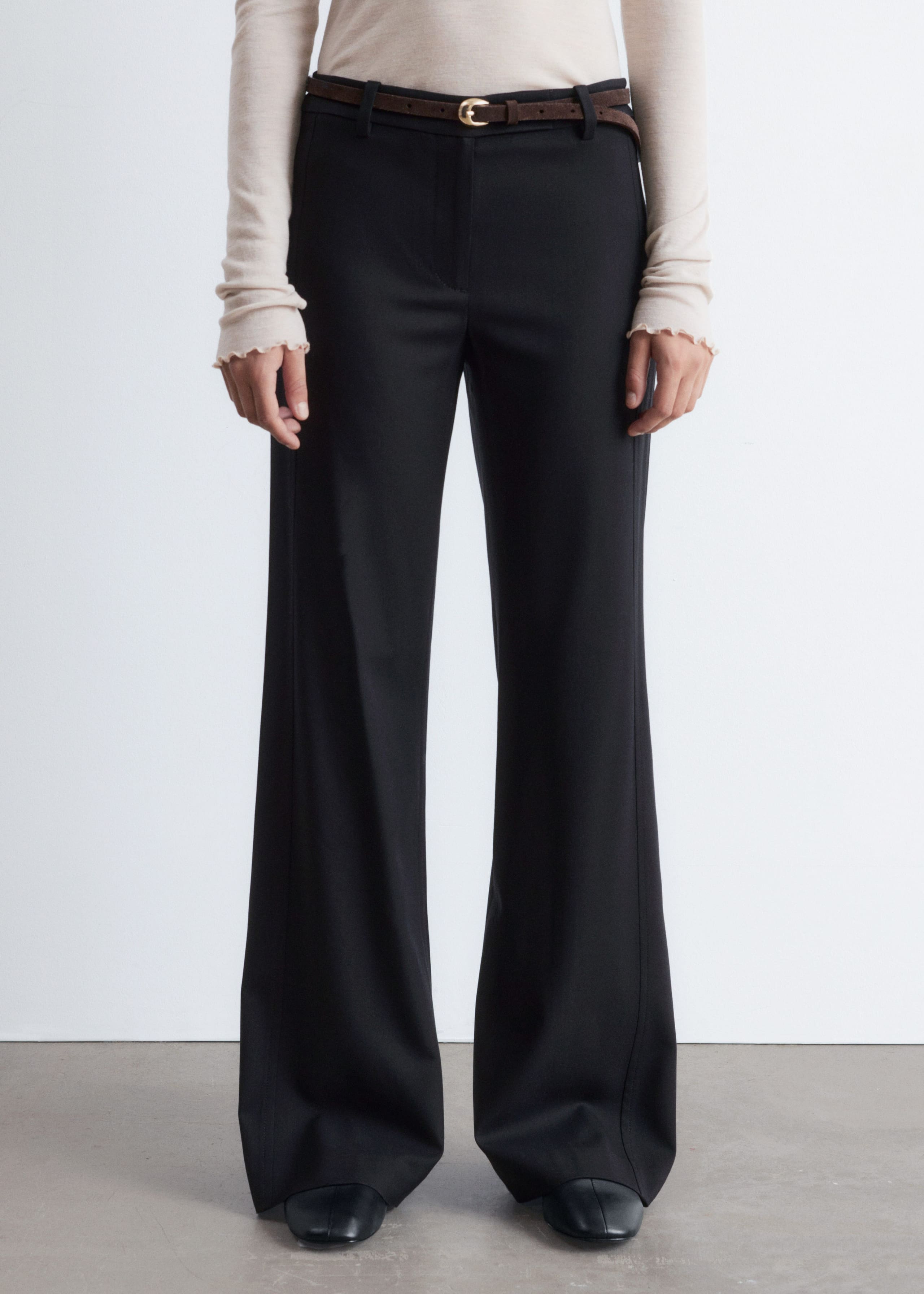Image of Flared Wool Trousers