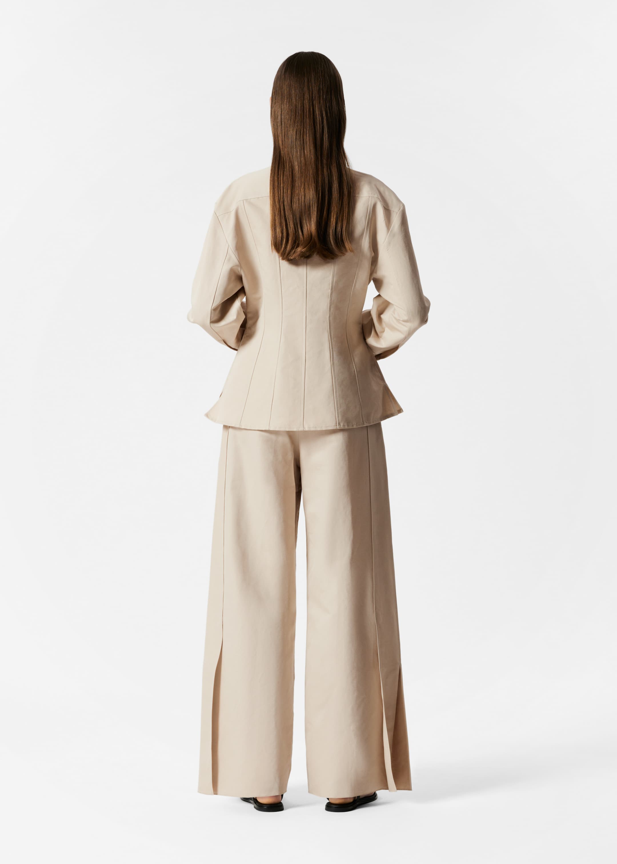 Agrandir l'image: Pantalon large à fentes latérales - Beige - FEMME | H&M FR 4