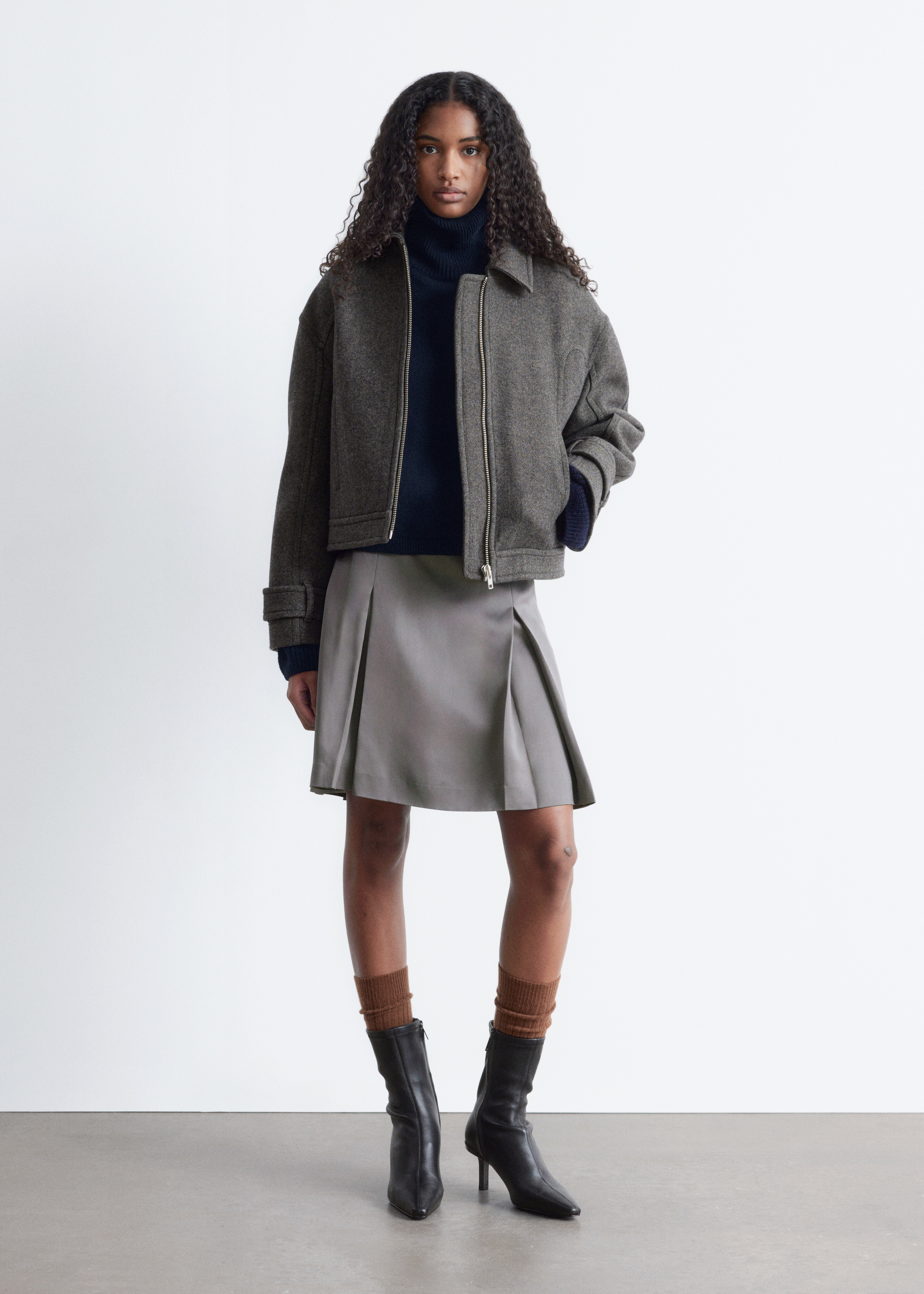 Stretch-Leather Ankle Boots - Black Leather/Burgundy/Black Suede