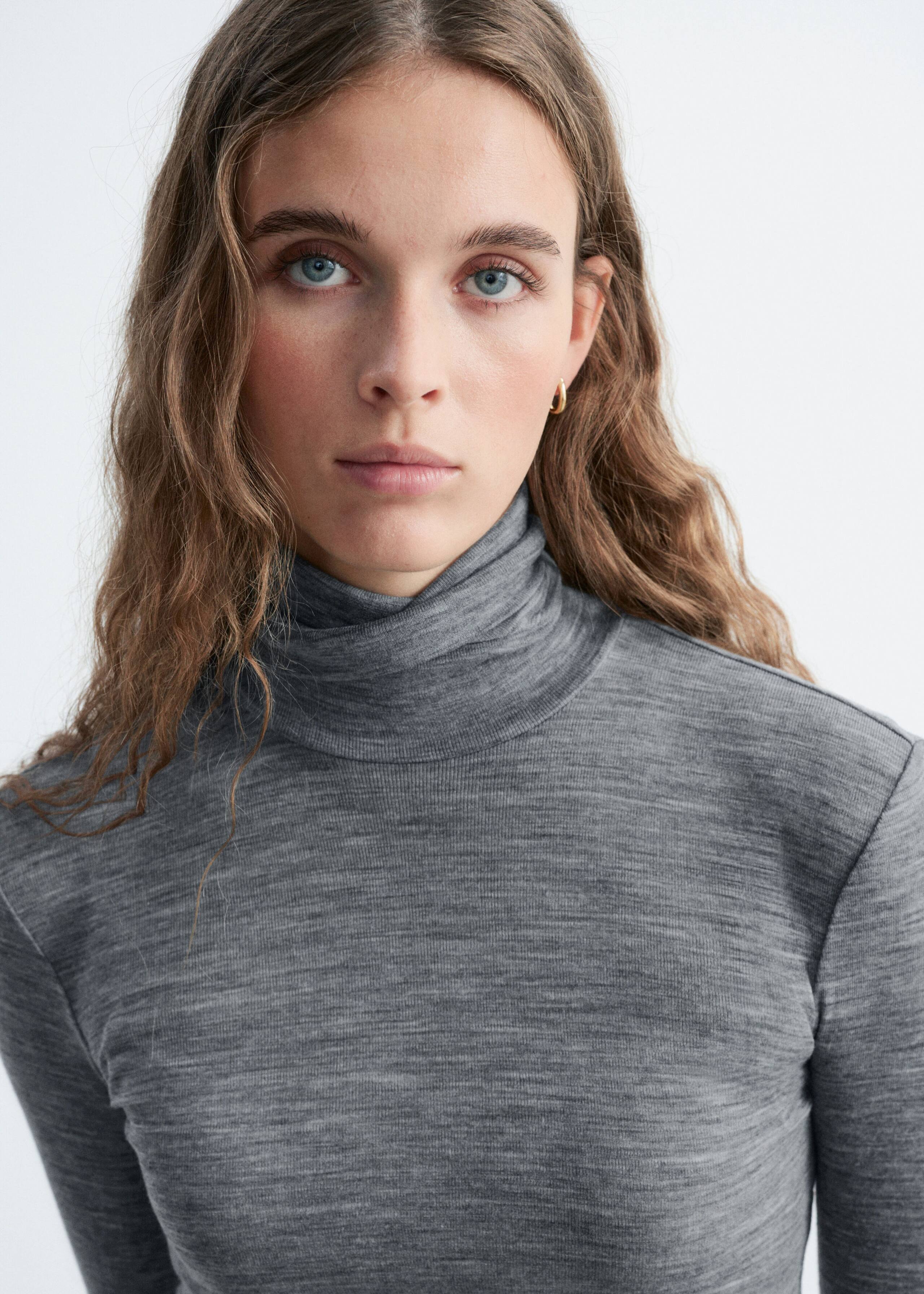Wool Turtleneck Top - Grey - Lookbook