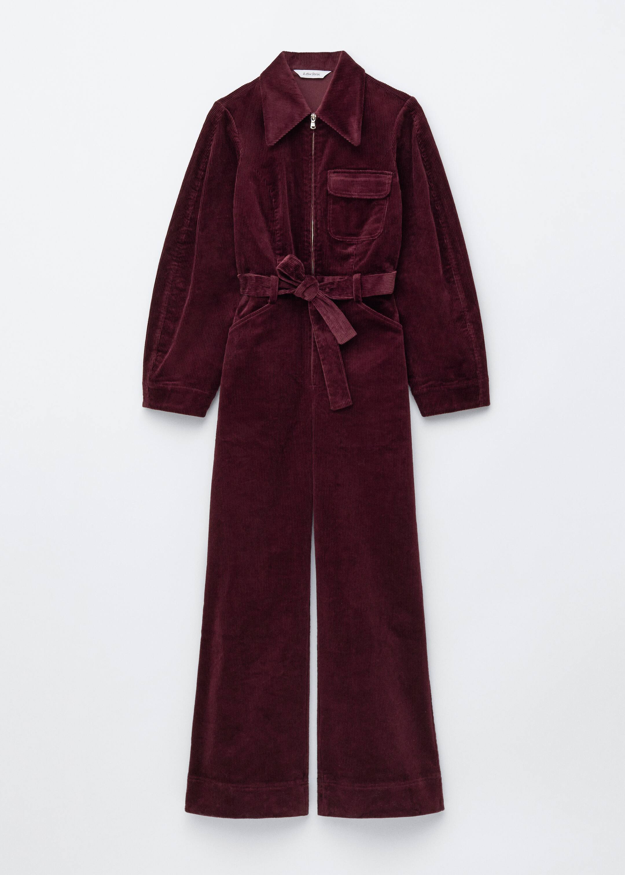 Agrandir l'image: Combinaison ceinturée en velours côtelé - Bordeaux - FEMME | H&M BE 7