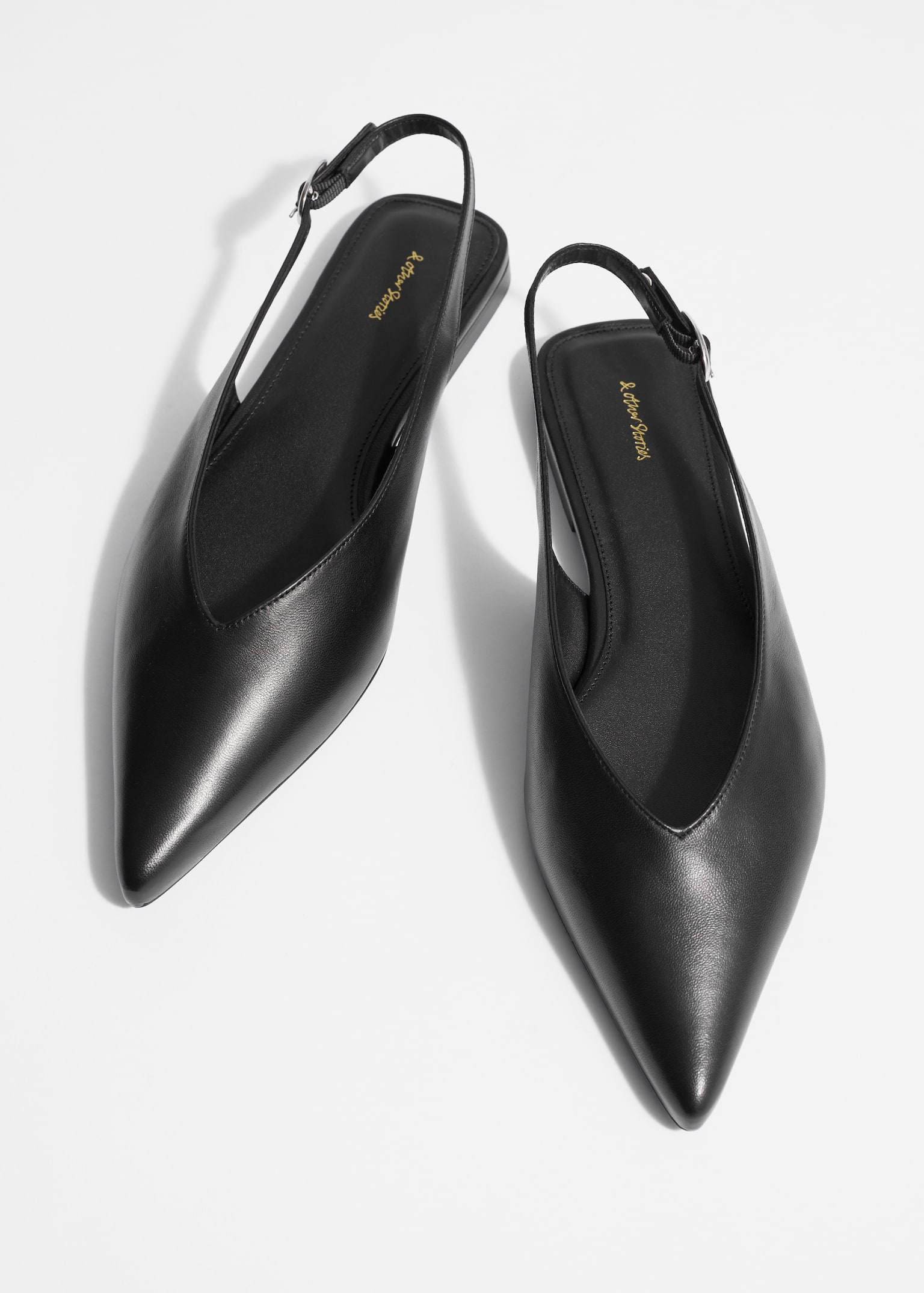 Pointed Slingback Pumps - Black - 3