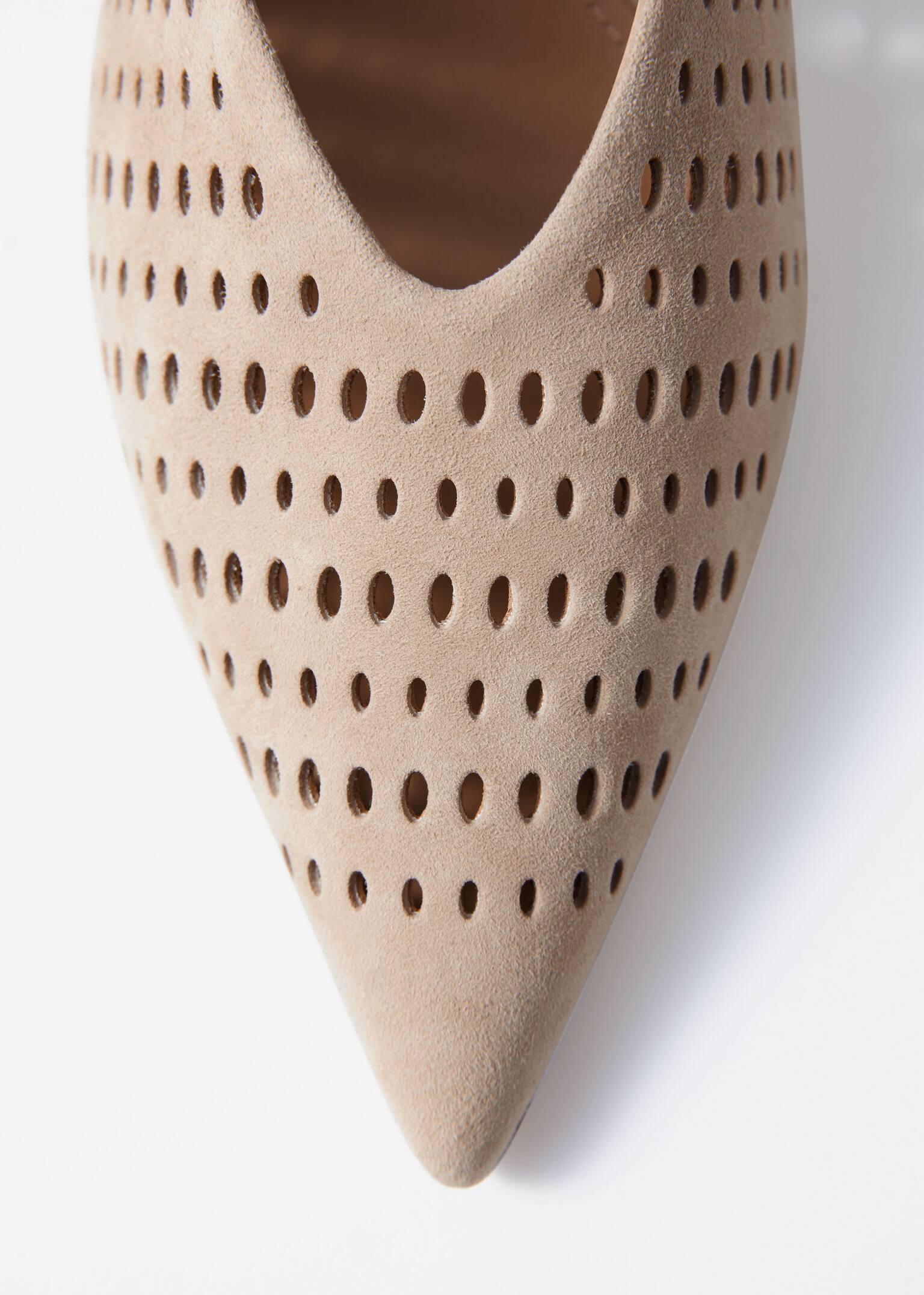 Leather Slingback Kitten Heels - Beige suede - 3