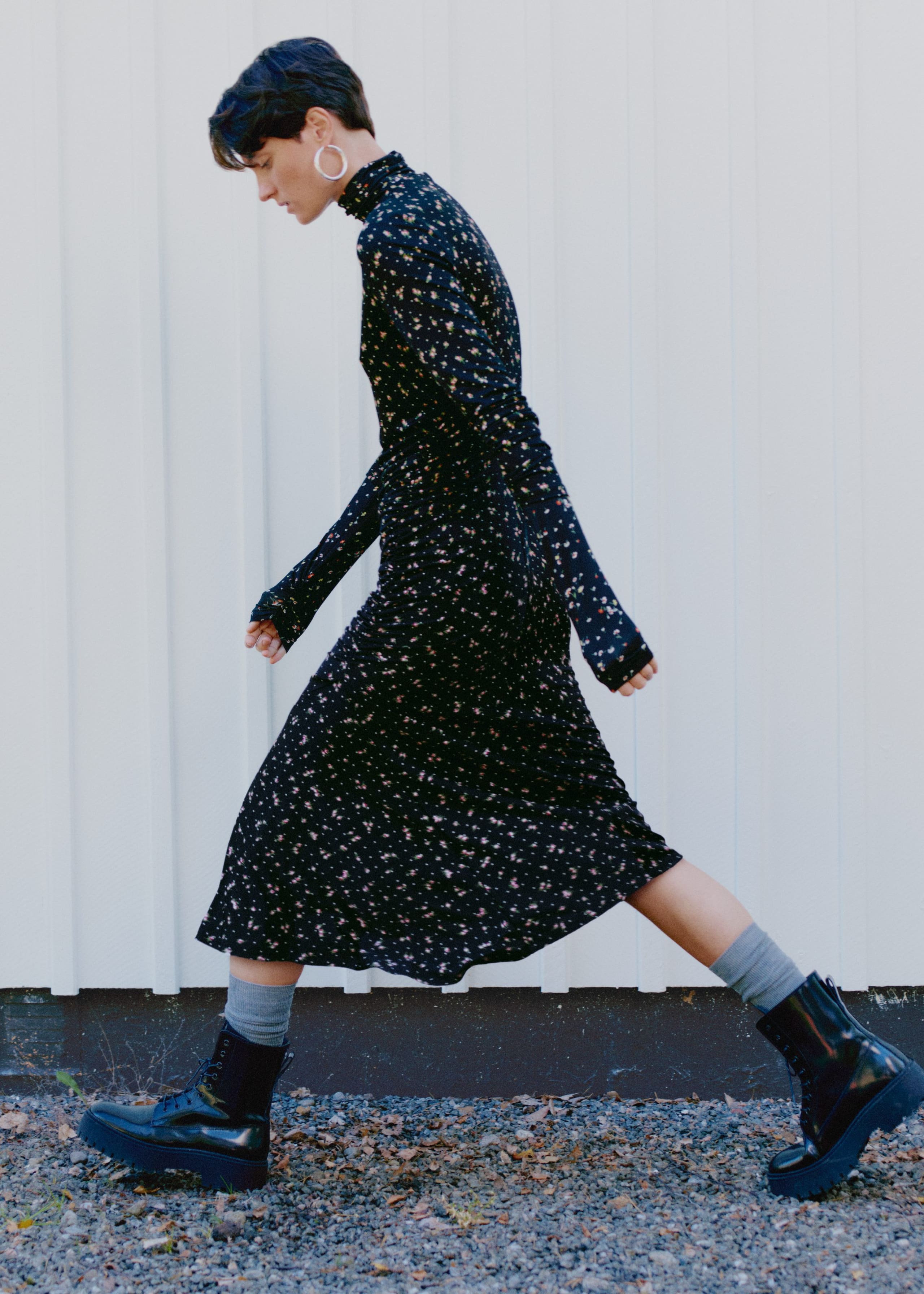 Image of Mock Neck Midi Dress