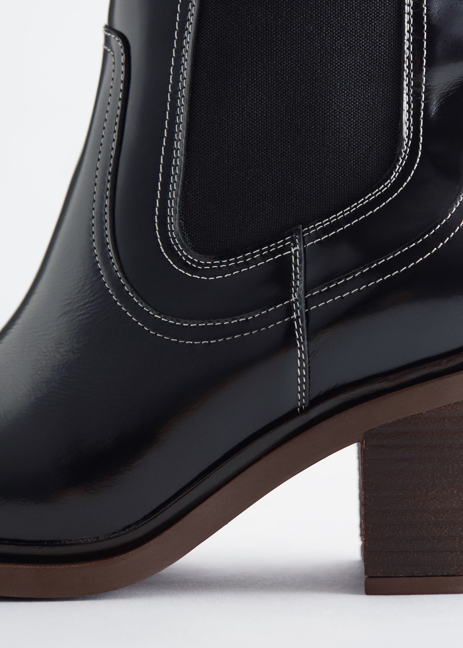 Chelsea-læderstøvler med hæl - Sort/Mørkebrun - 2