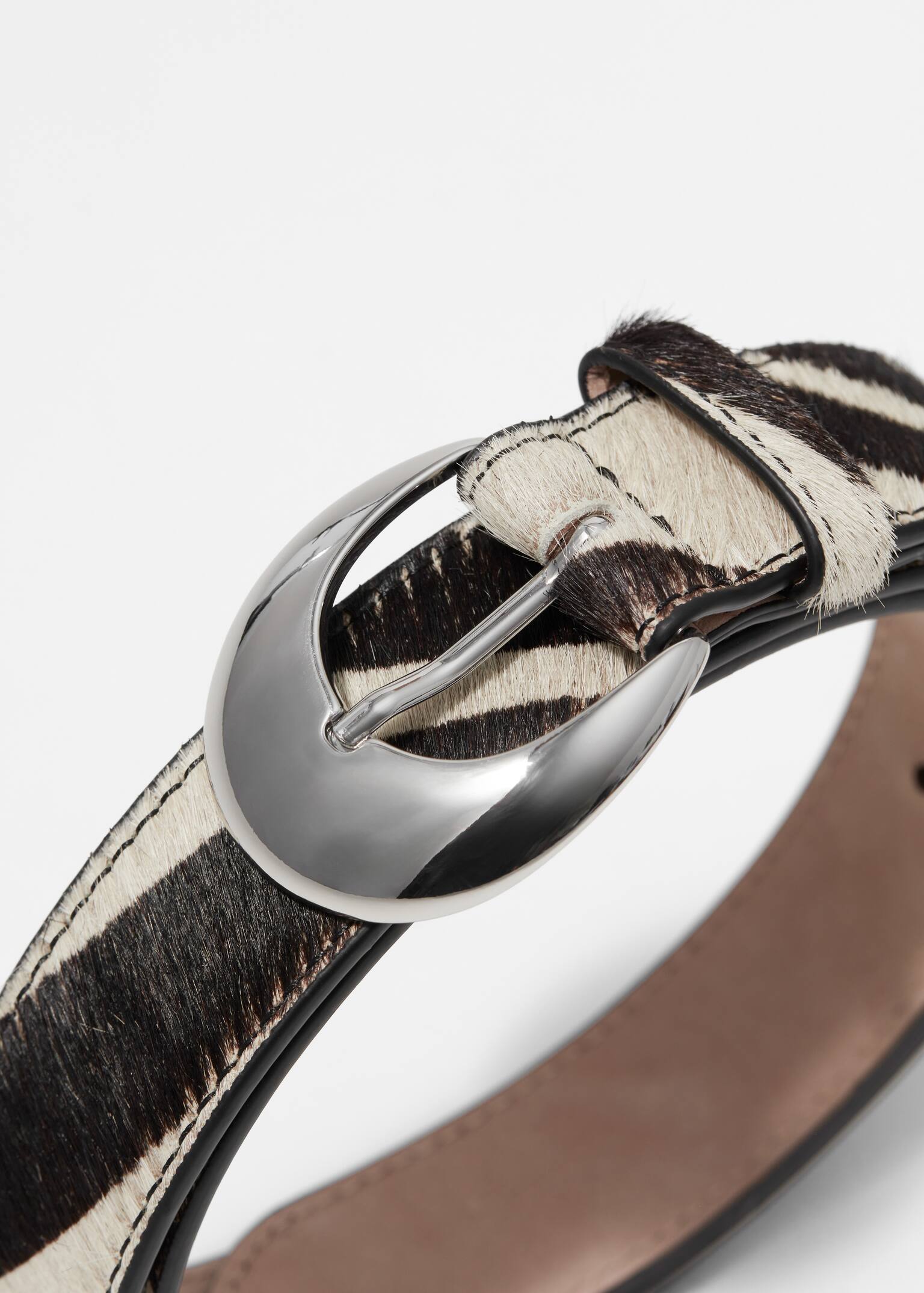 Cintura in pelle con stampa pezzata - Zebrato marrone scuro/Marrone - 3