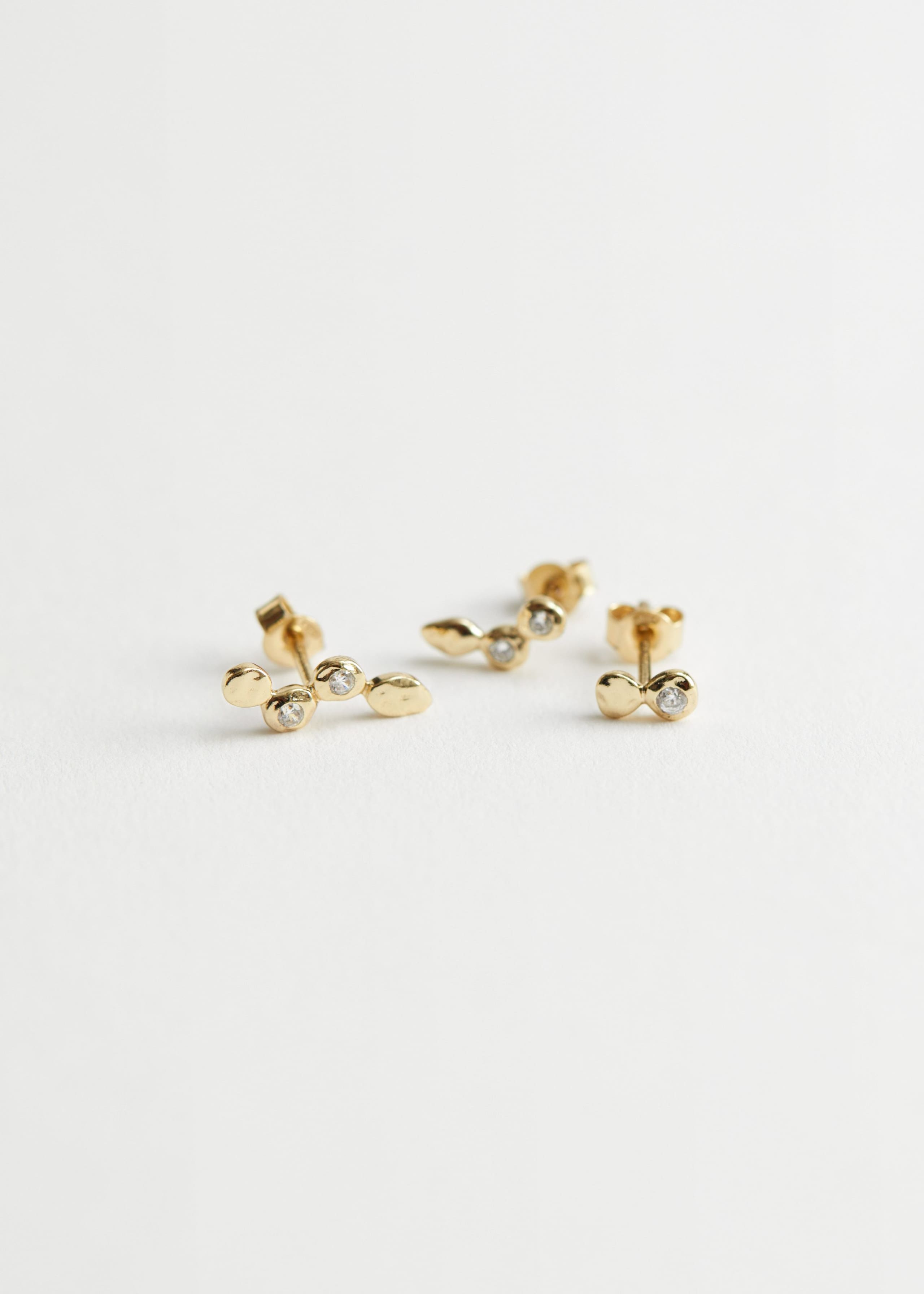 Silver Stud Earrings Set - Gold - Bodegón