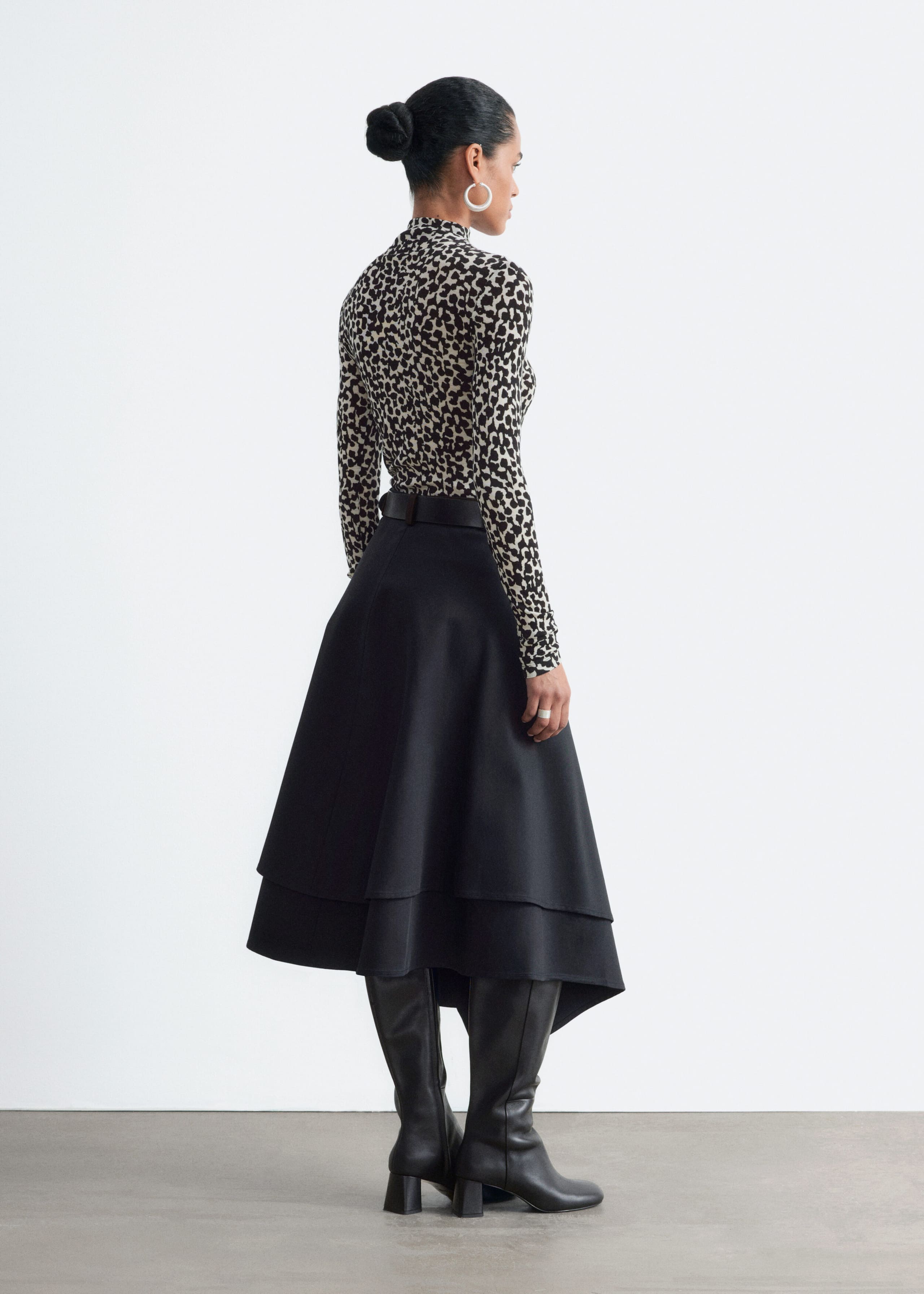 Wool Mock-Neck Top - White/Black - Lookbook