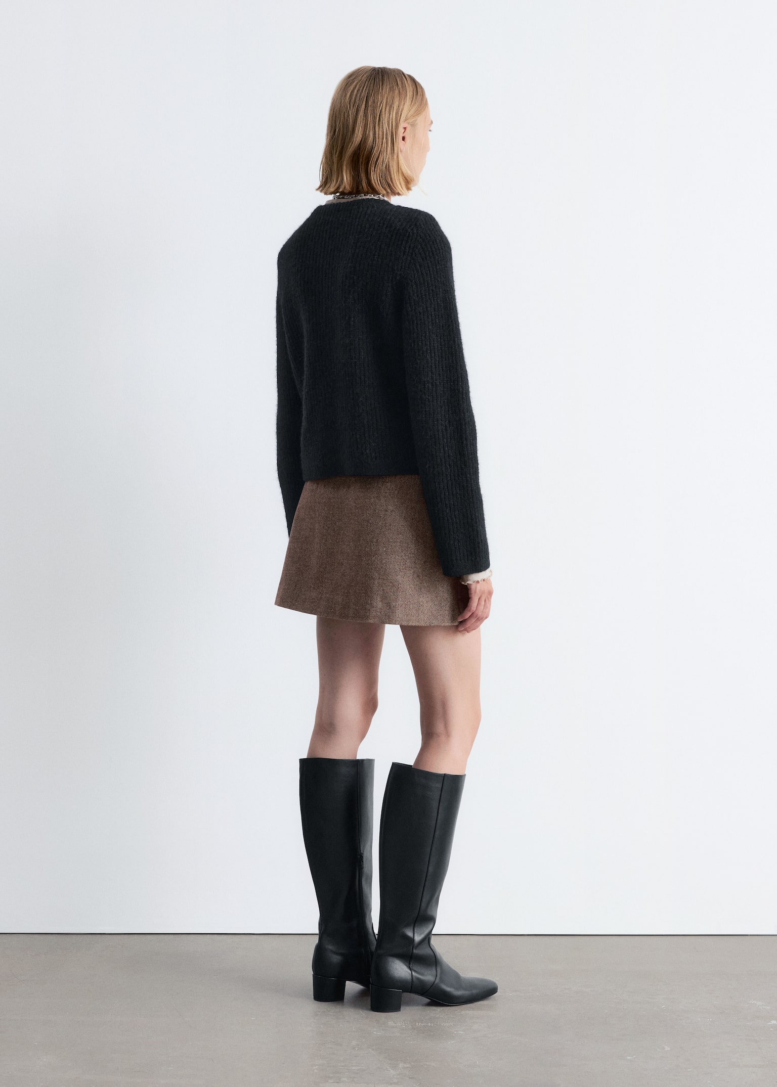 Cardigan en maille côtelée - Noir/Violet foncé/Taupe - 4
