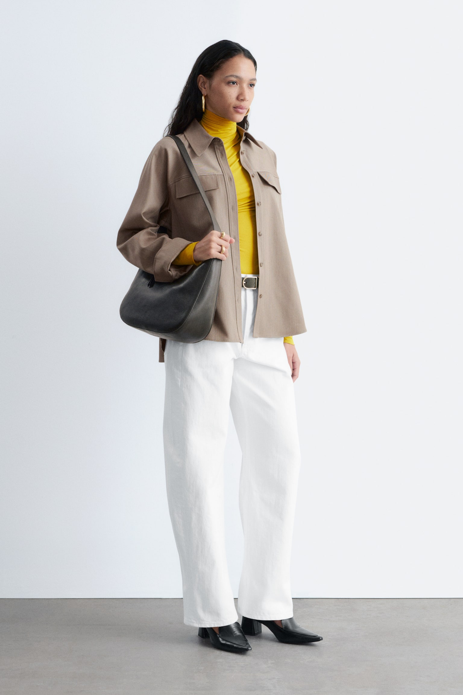 Strukturiertes Hemd aus Wolle und Baumwolle - Graubraun - 5