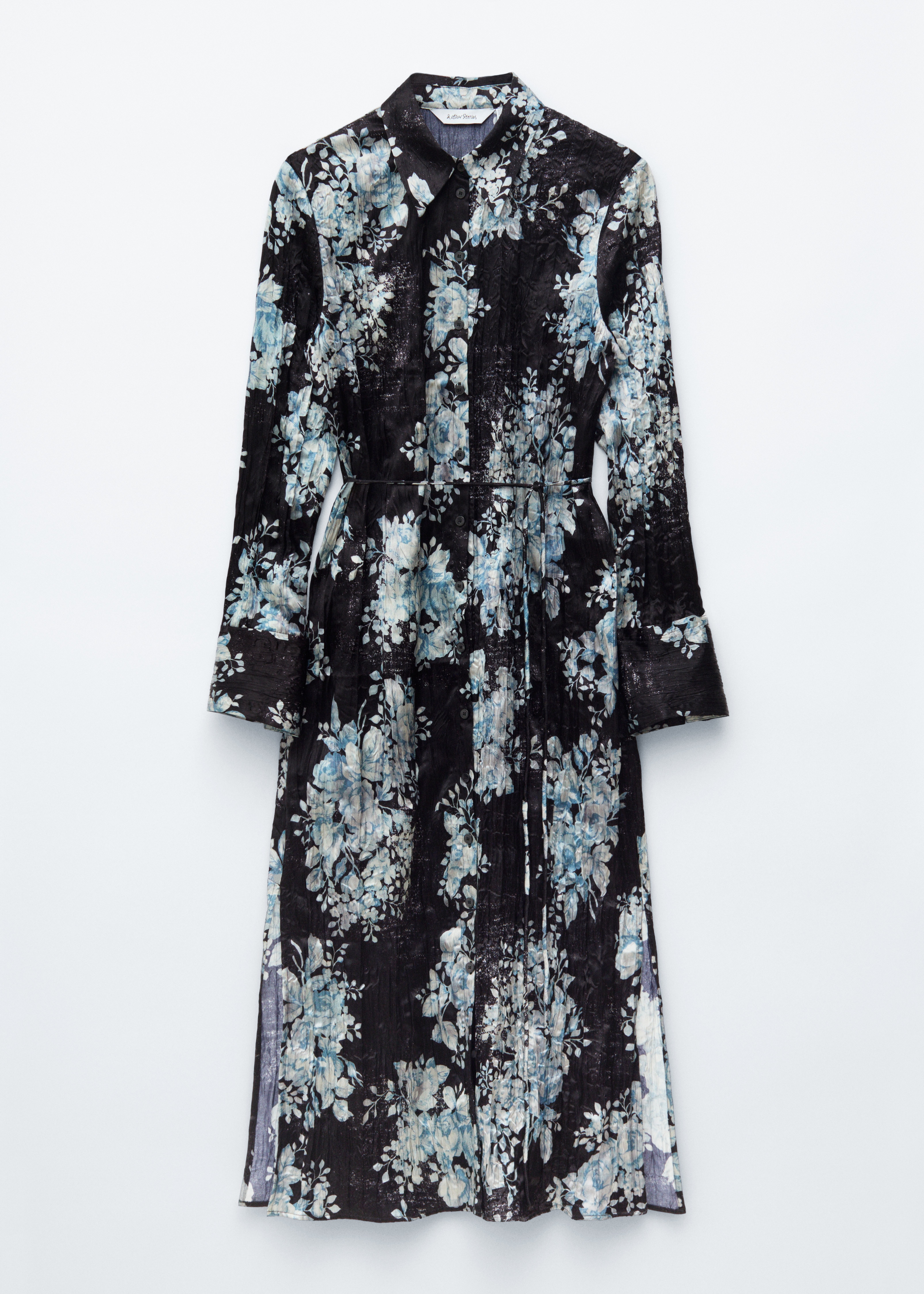 Crêpe Midi Shirt Dress - Black Floral