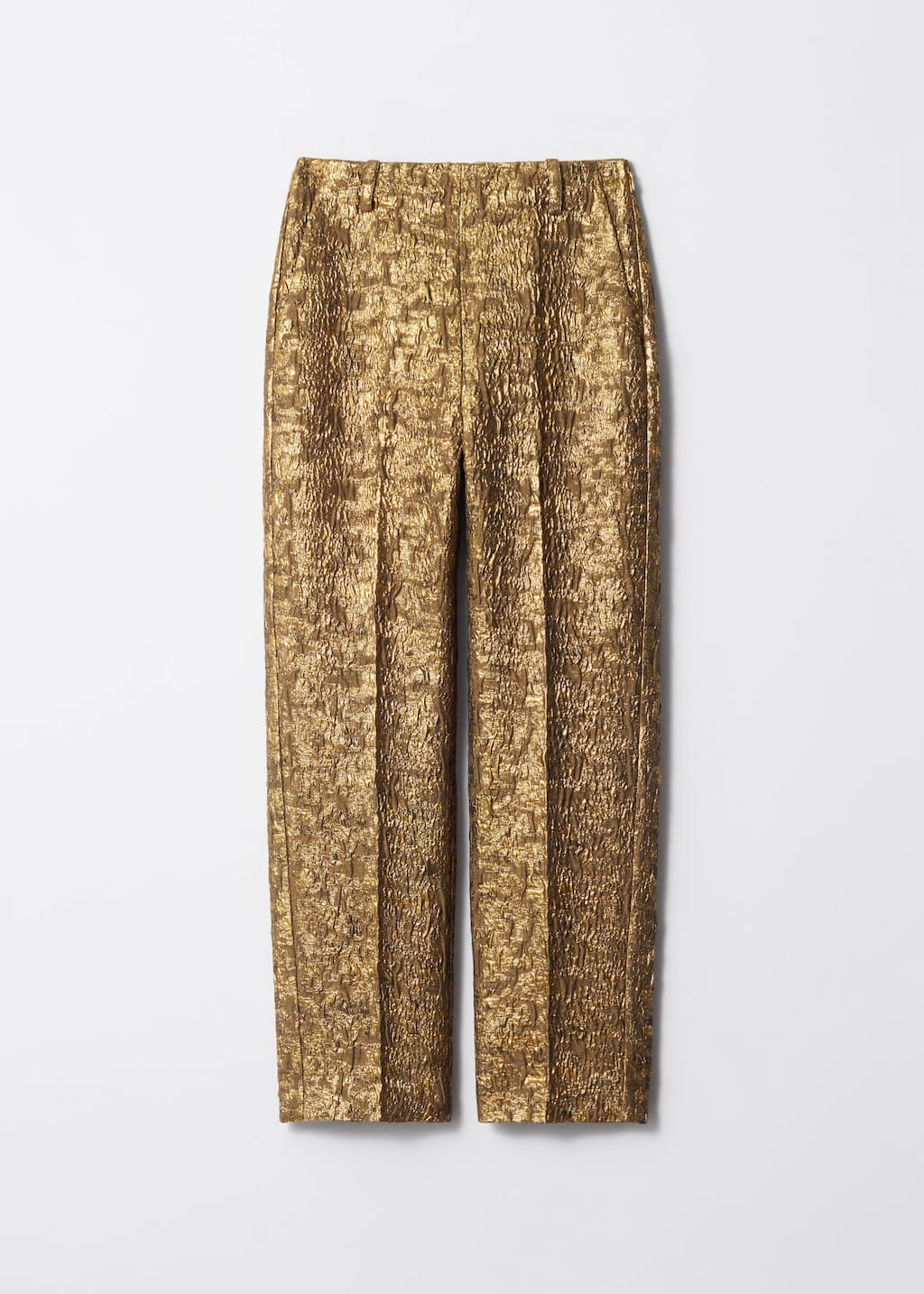 Tapered Metallic Jacquard Trousers - Gold - Still Life