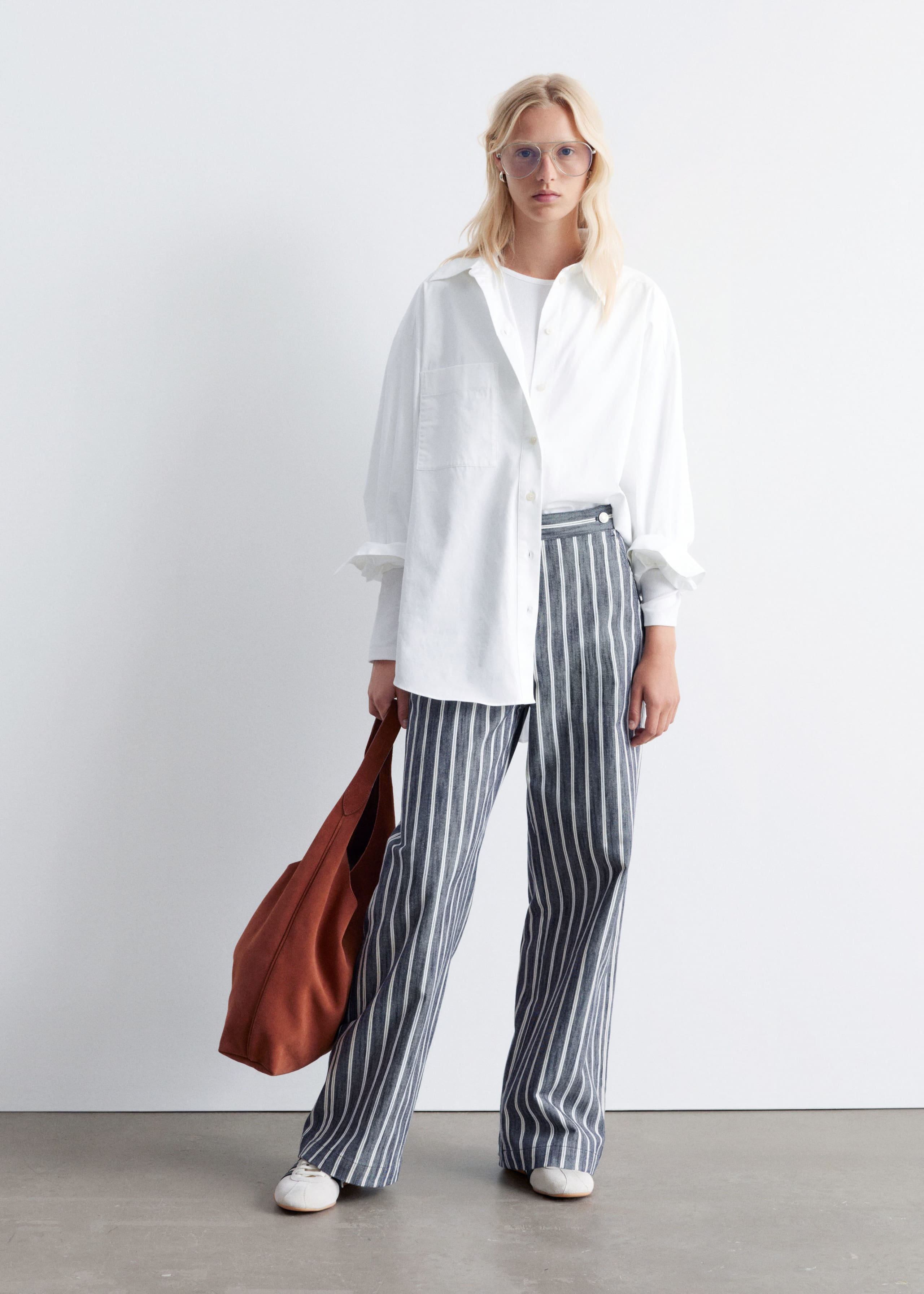 Image of Striped Cotton Trousers
