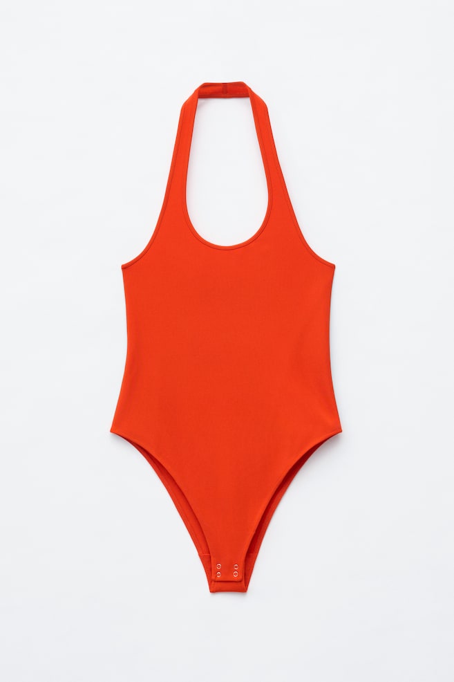 Body con escote halter y espalda descubierta - Naranja brillante - 1