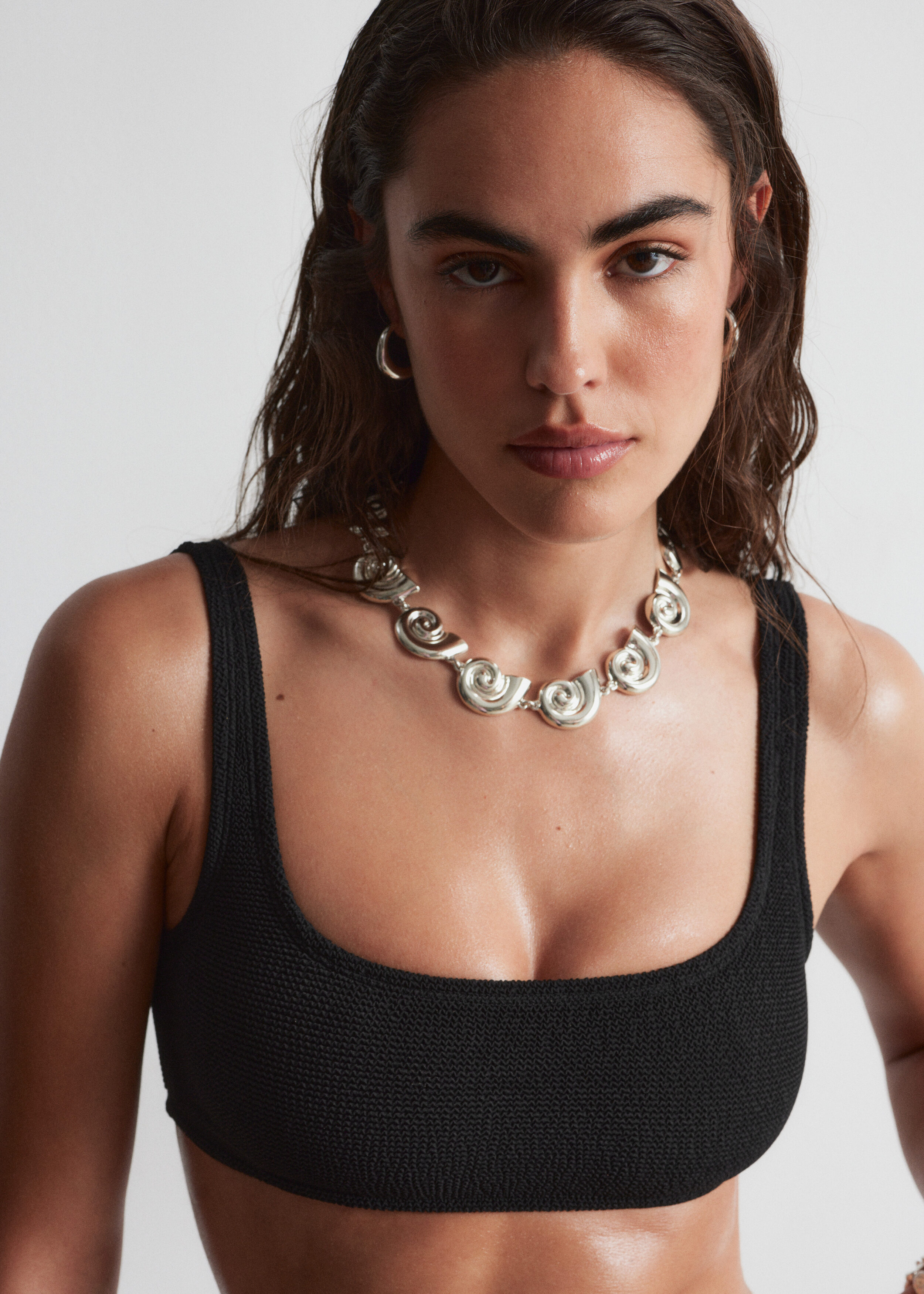 Textured Square-Neck Bikini Top