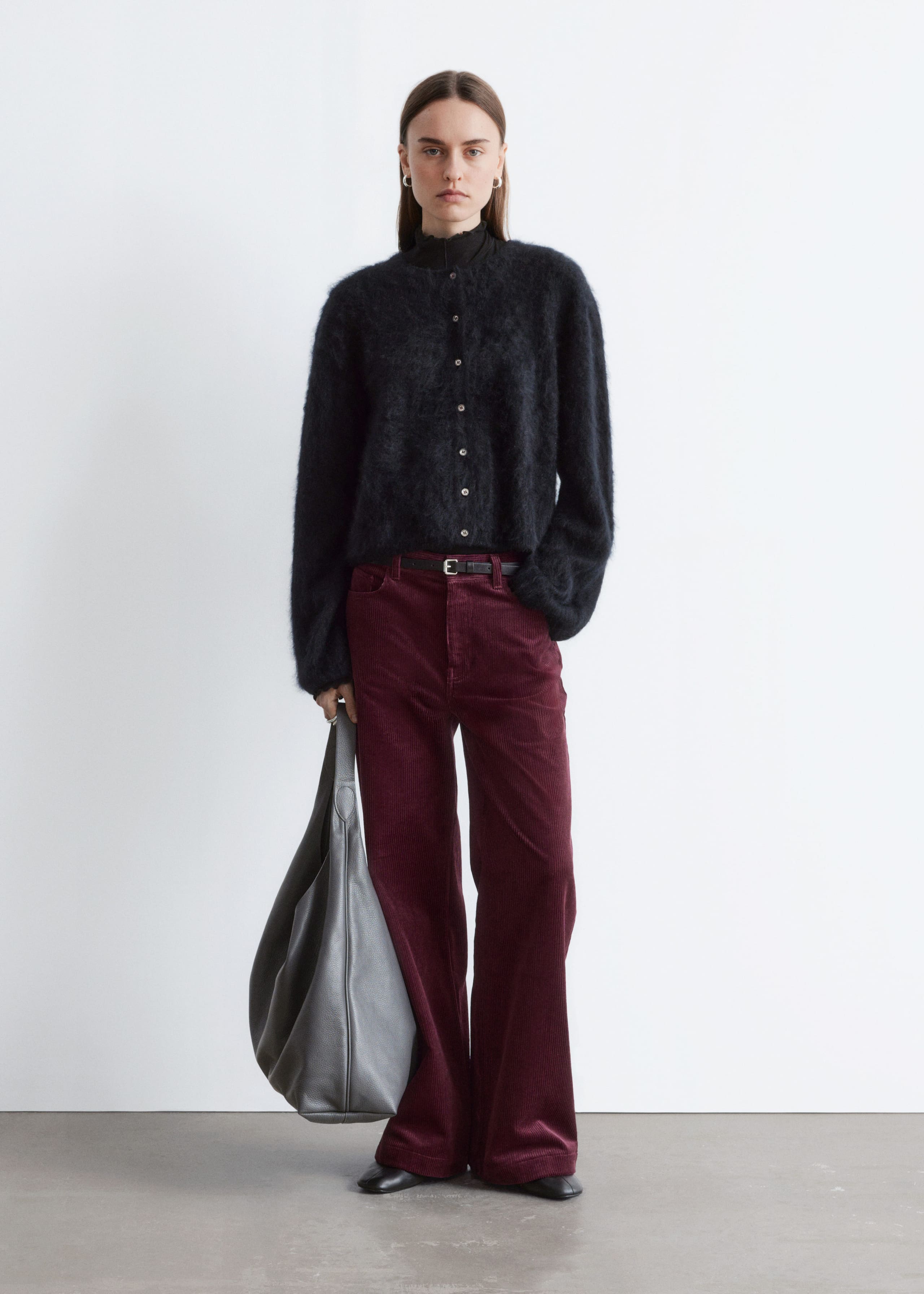 Image of Wide-Leg Corduroy Trousers