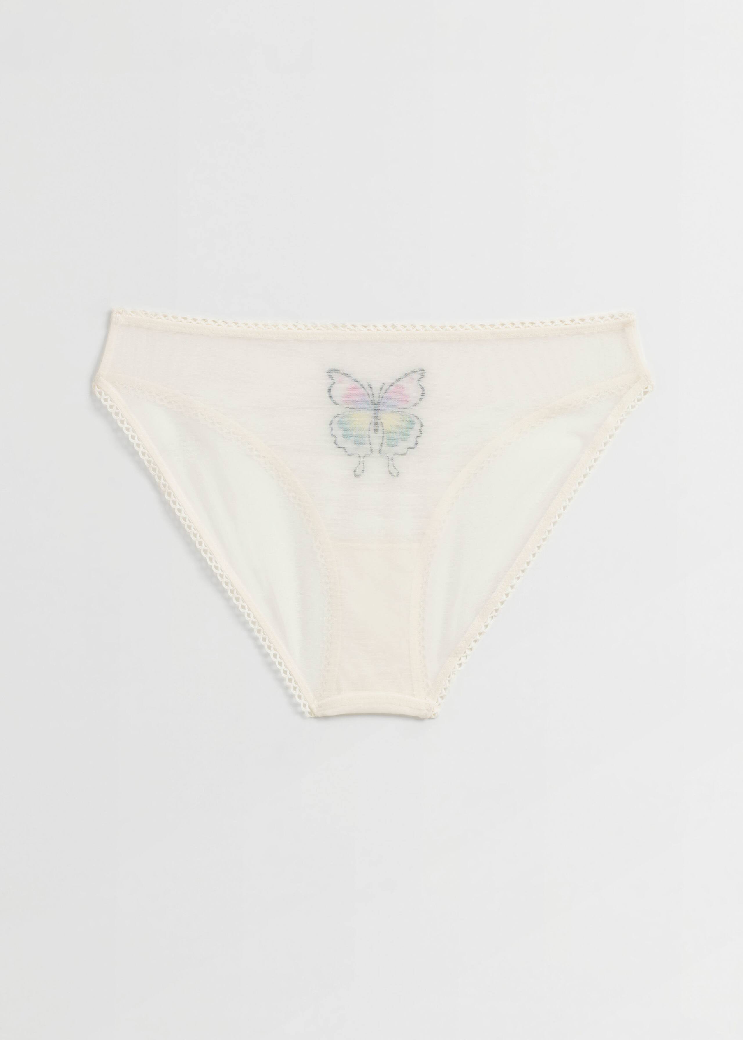 Butterfly Embroidery Briefs - Egret - Natura morta