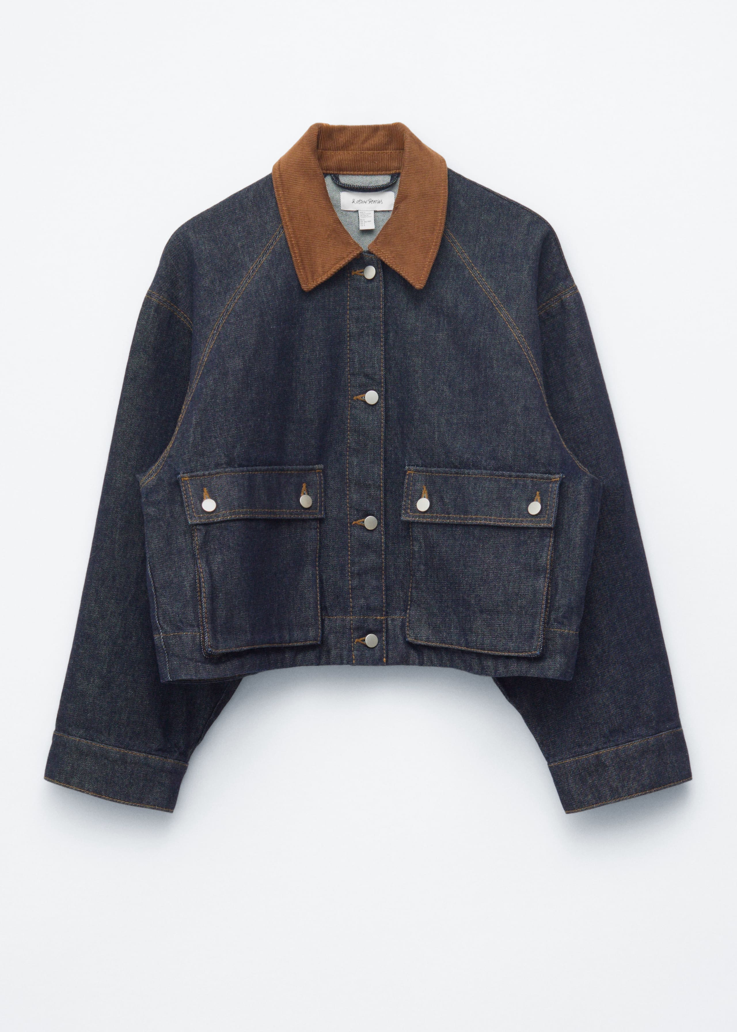 Image of Short Cord-Collar Denim Jacket