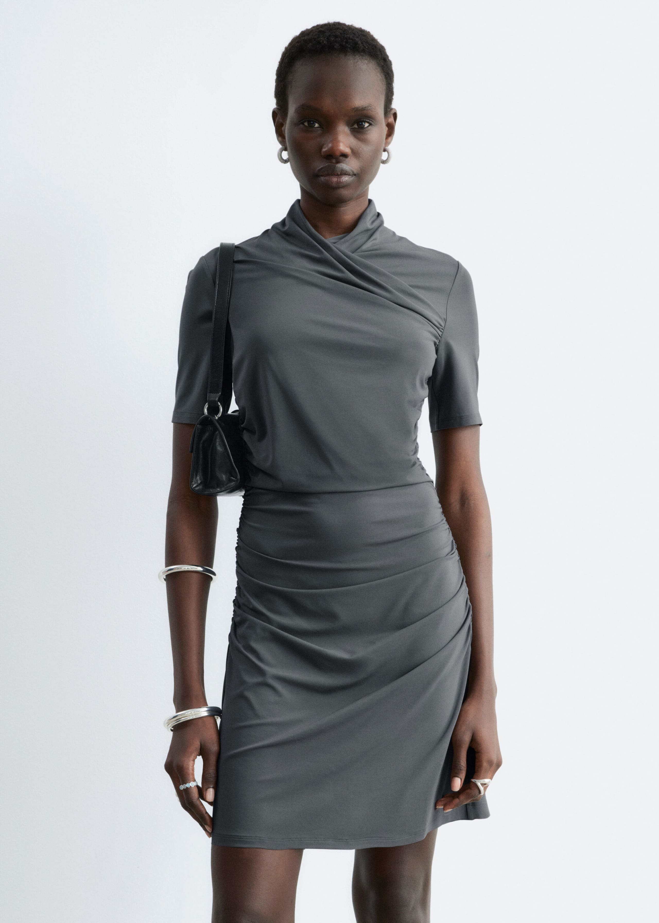 Image of Draped Wrap Mini Dress