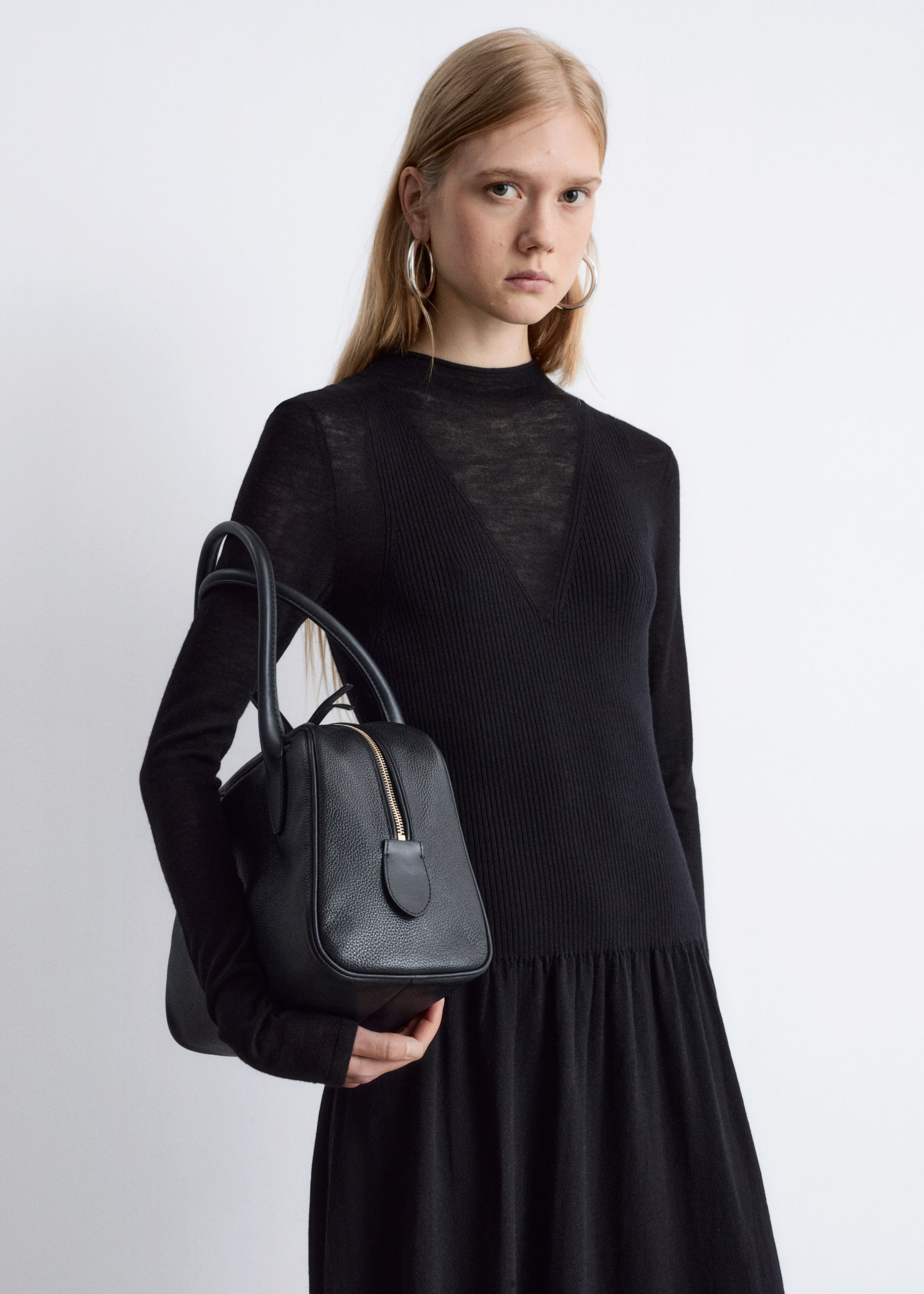 Image of Knitted Mock-Neck Midi Dress