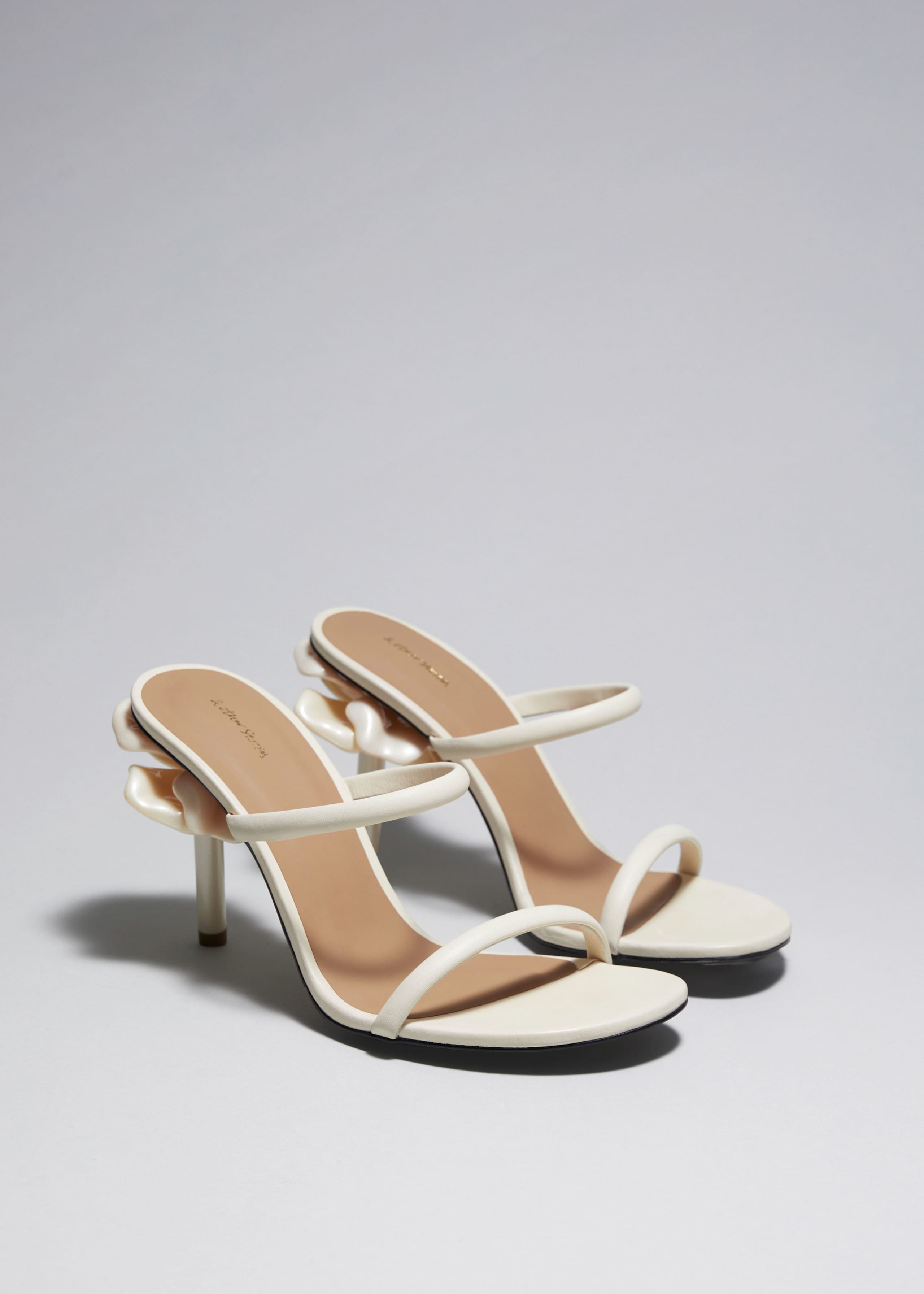 Image of Flower Embellished Leather Mules