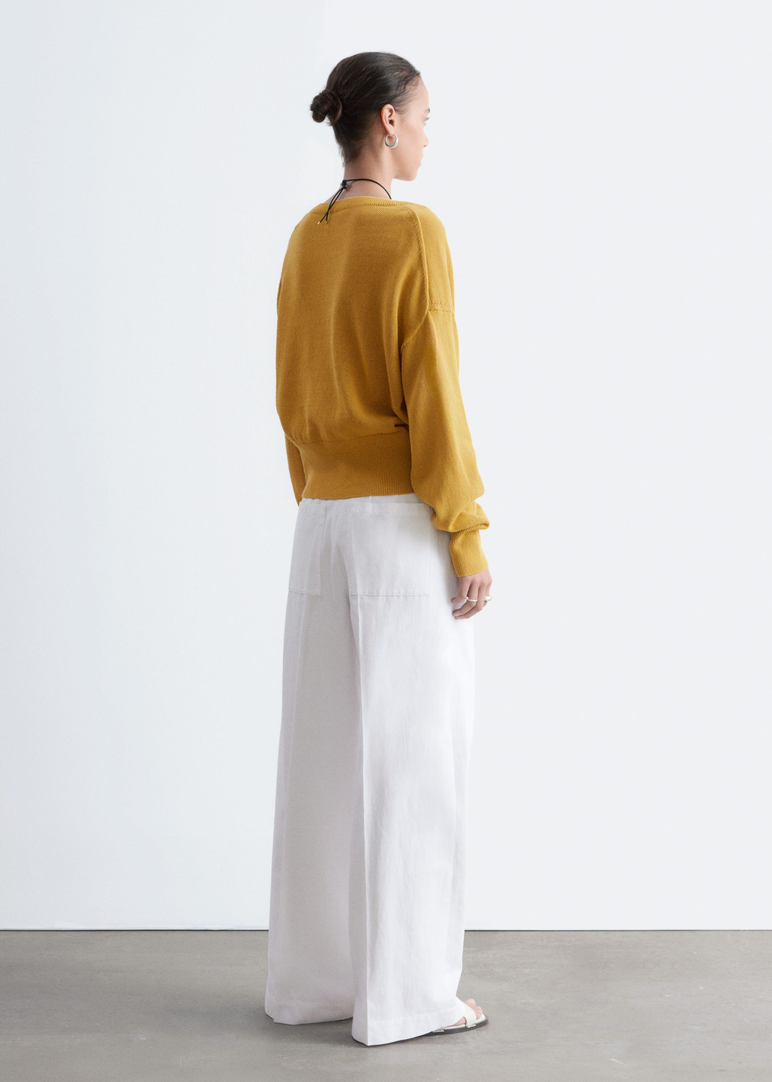 V-Neck Cotton Jumper - Mustard - Still Life