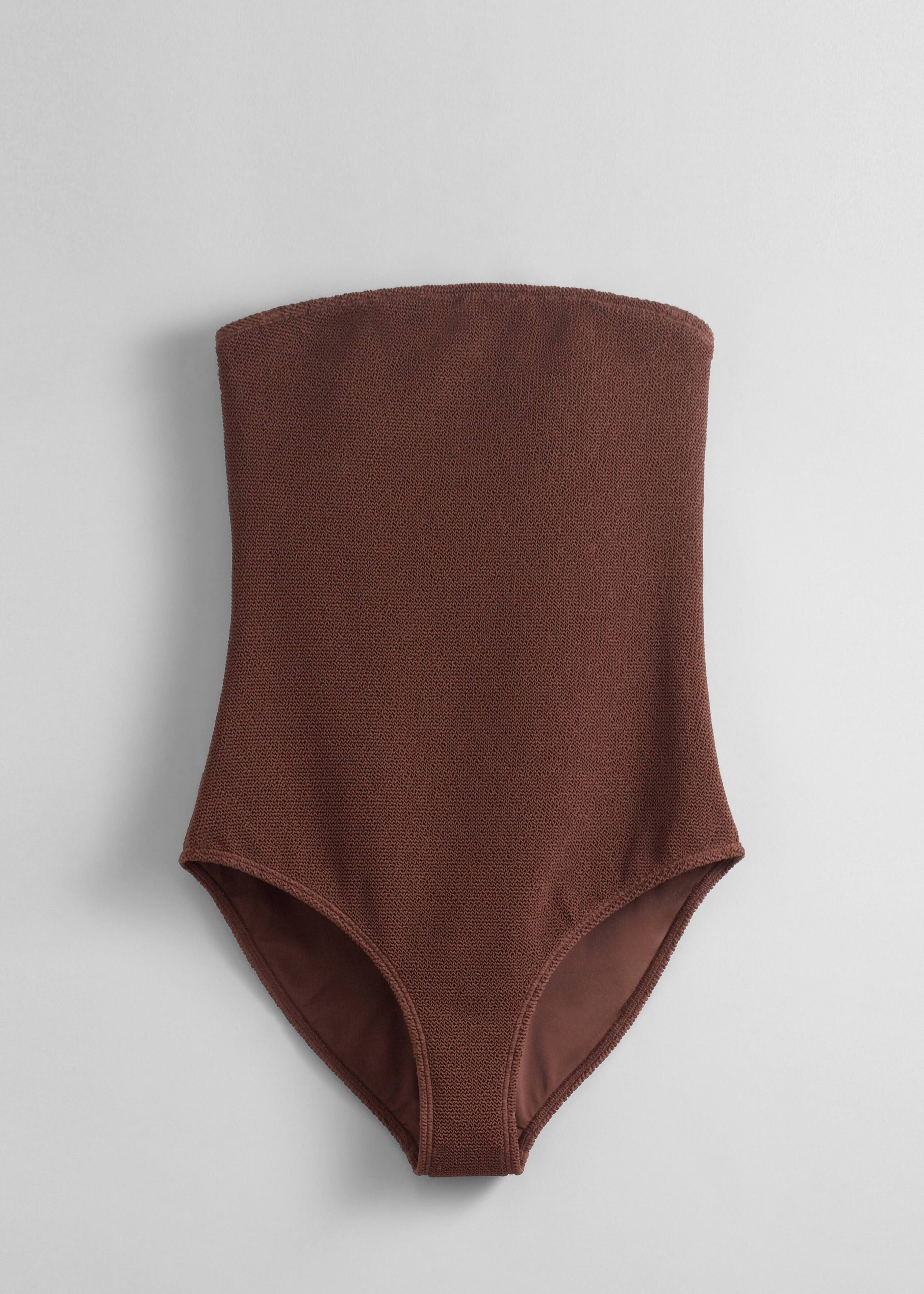 Maillot texturé à encolure bandeau - Marron - Still Life