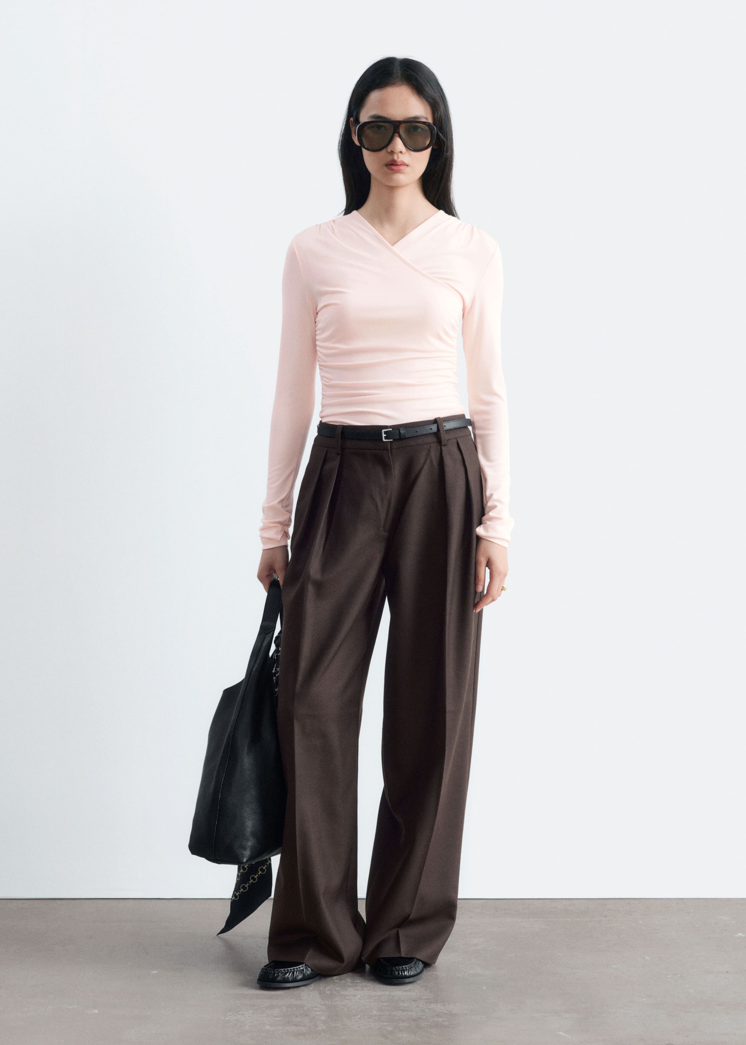 Modal Jersey Wrap Top - Light Pink - Lookbook