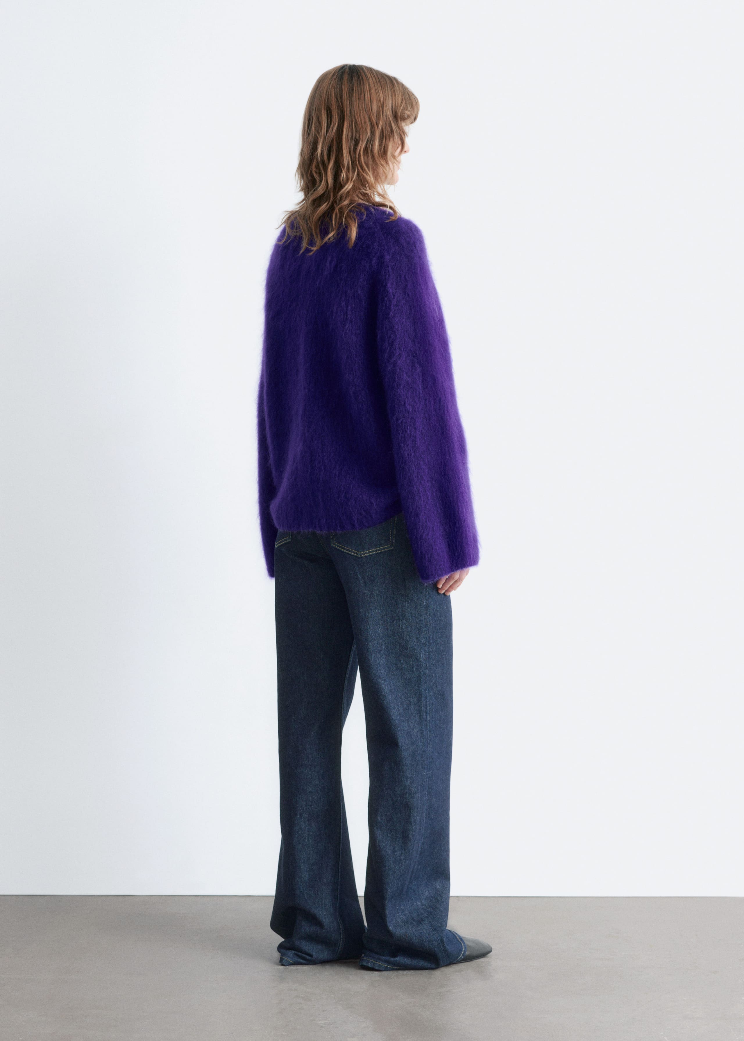 Pullover aus einer gebürsteten Mohairmischung - Dunkelviolett - Lookbook