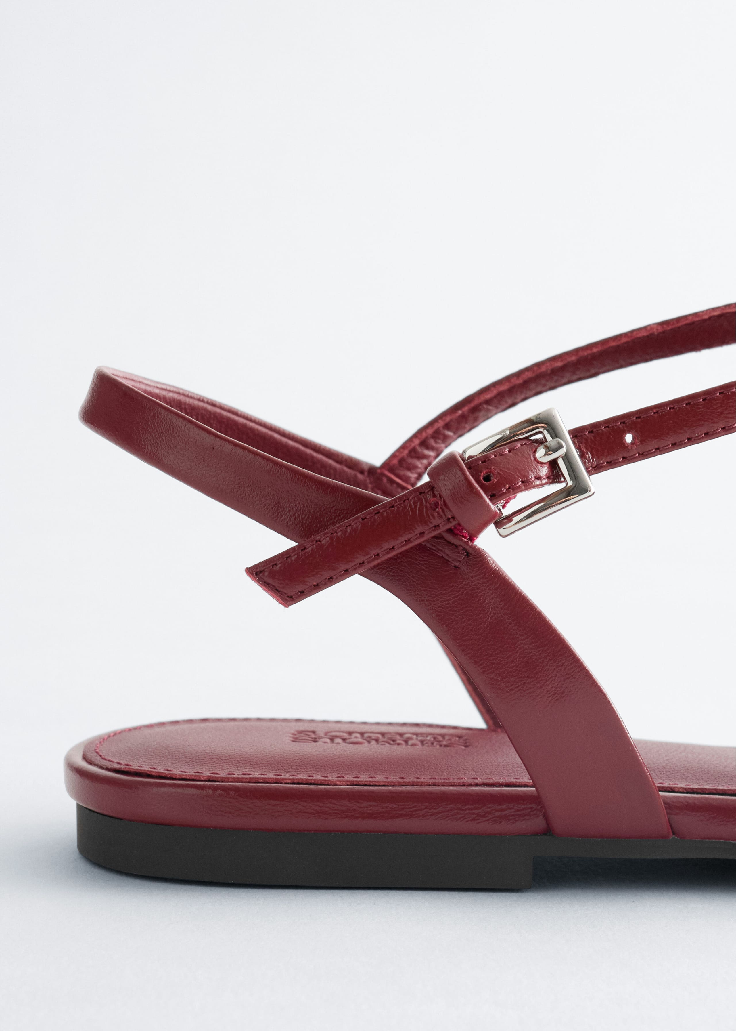 Open‑Heel Leather Ballerinas - Dark Red - Still Life