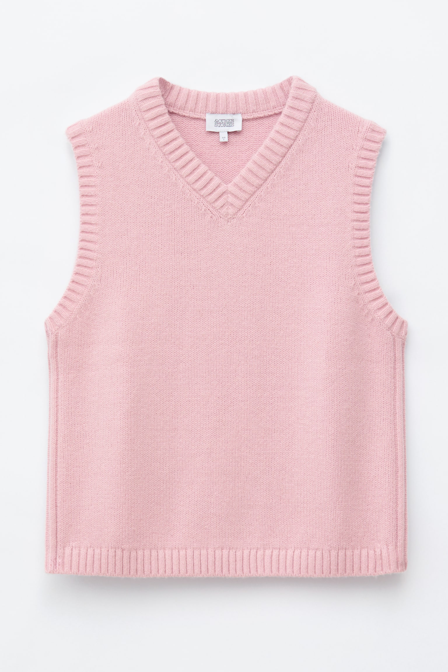 Débardeur en maille de laine et de coton - Rose/Noir - 1