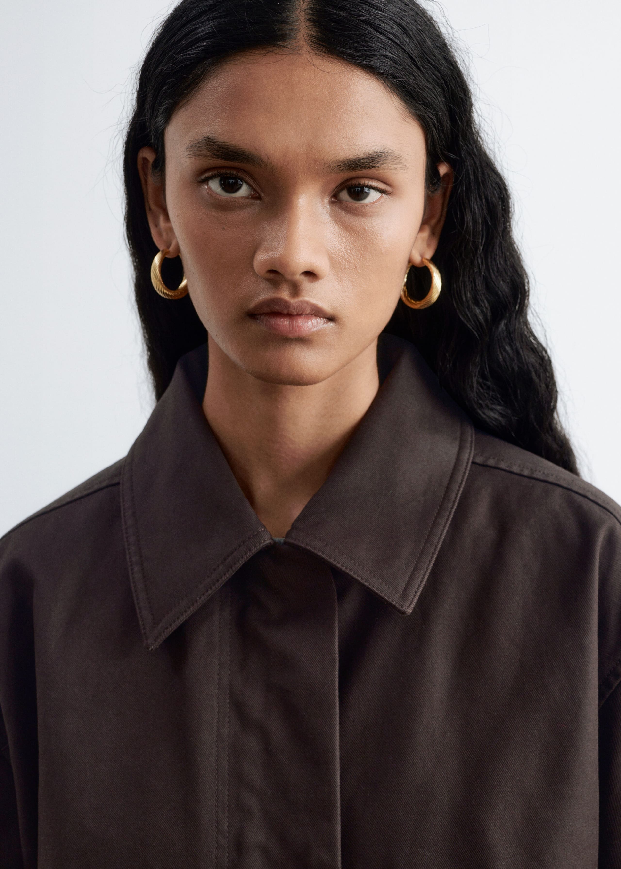 Oversized Drawstring Utility Jacket - Dark Brown - Still Life