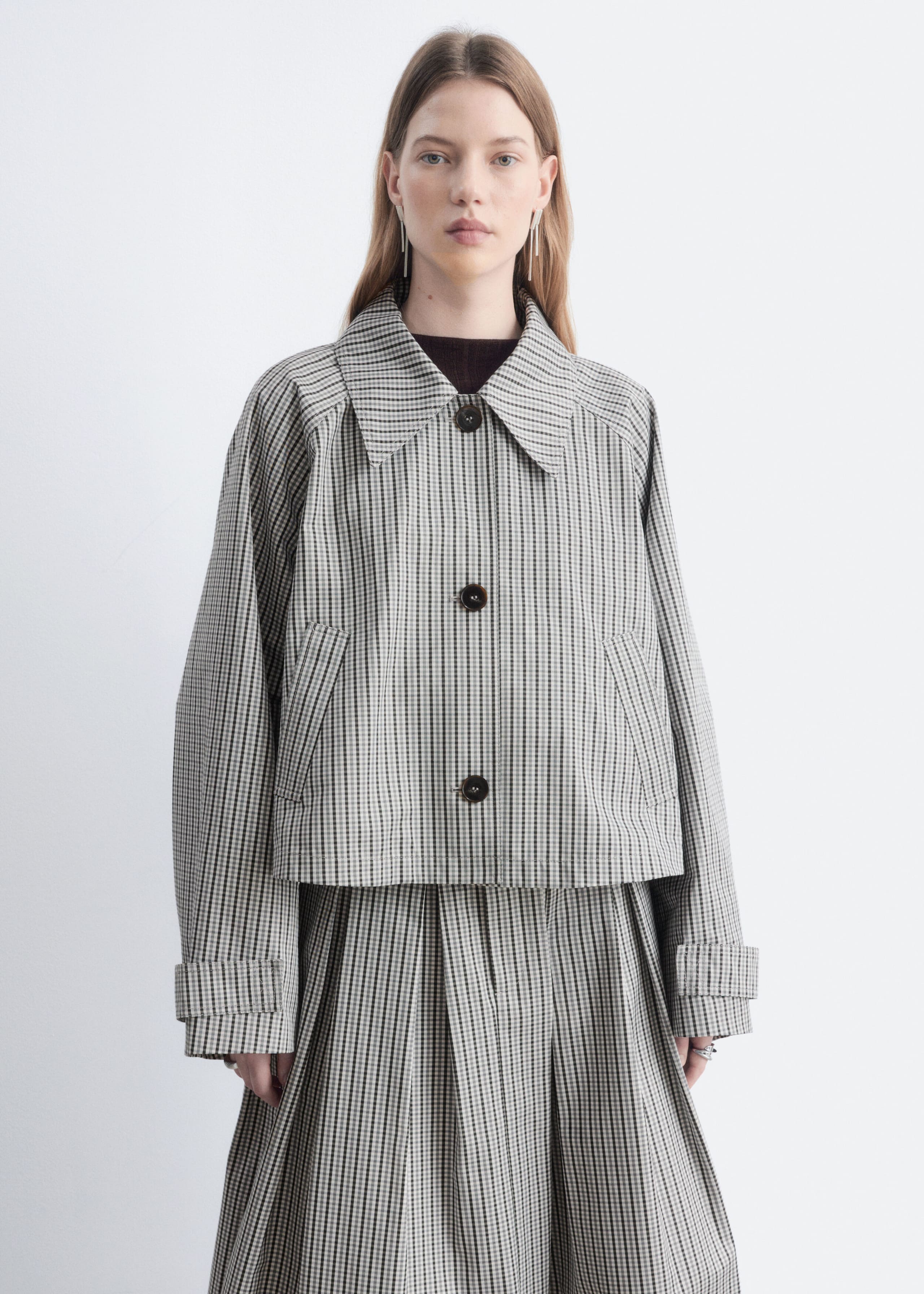 Cropped Jacket - Grey/Checked - Lookbook