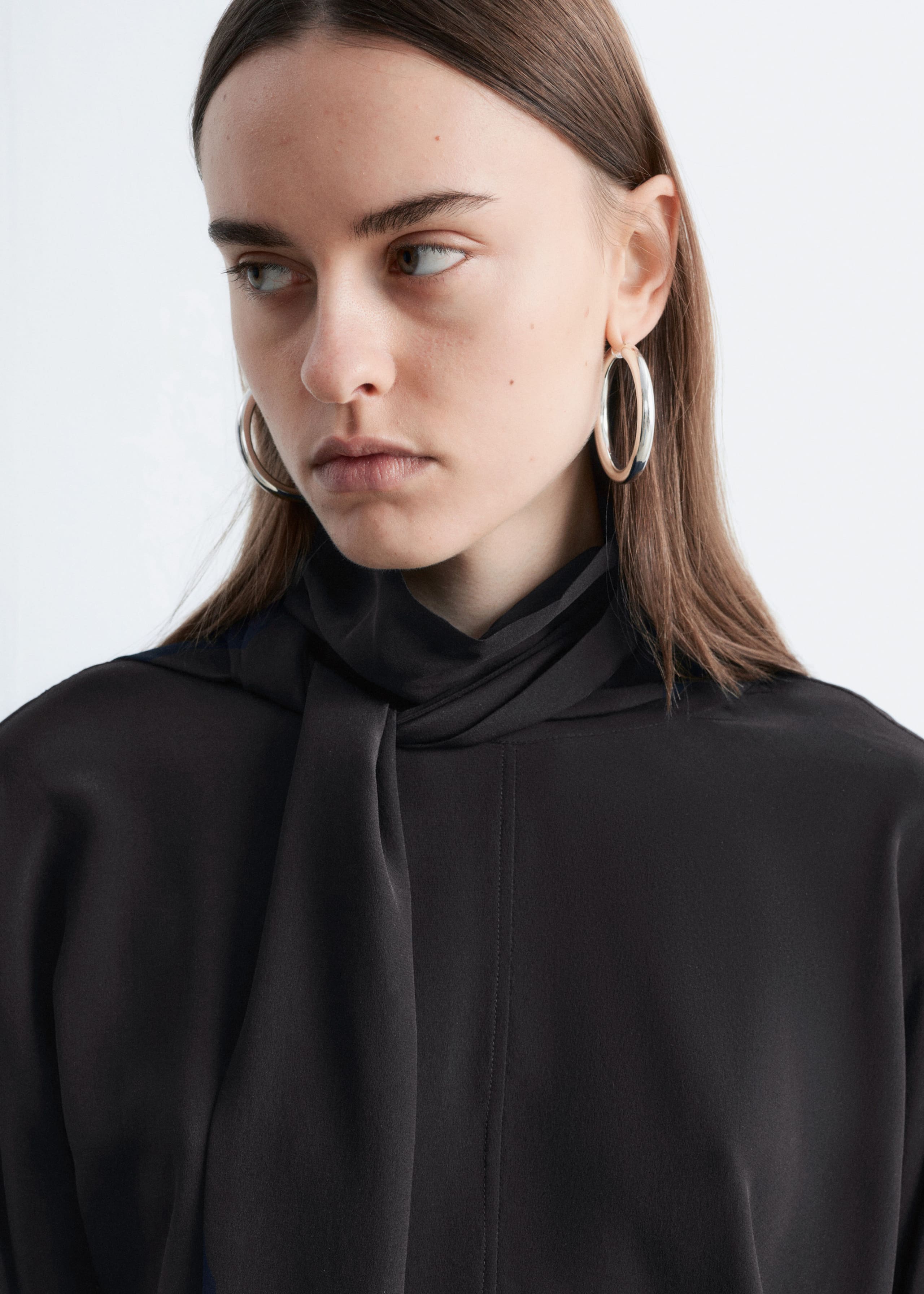 Image of Bow-Collar Silk Mini Dress