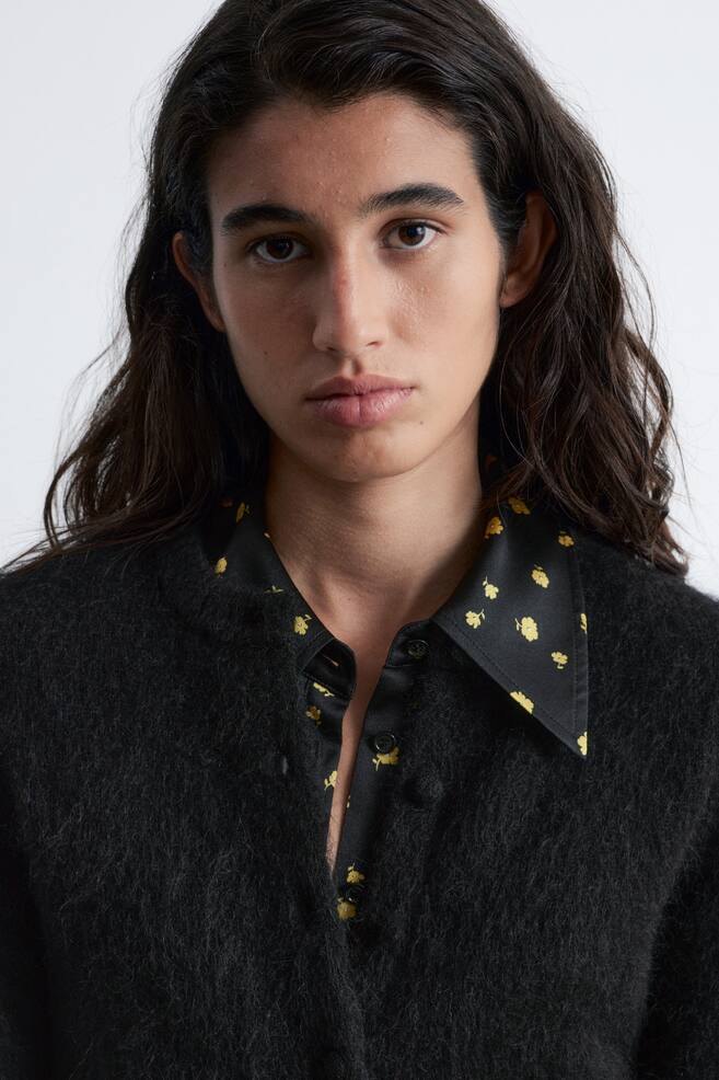 Cárdigan de punto cepillado - Negro - 5