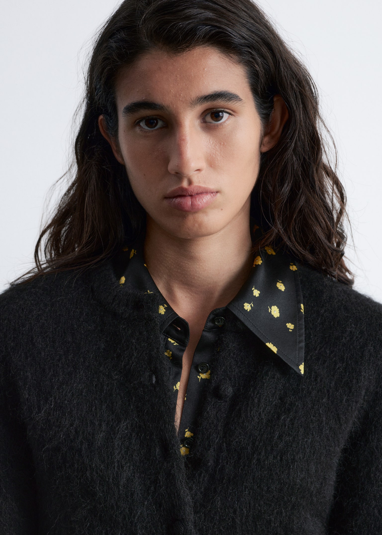 Brushed Knitted Cardigan - Zwart/Rood/Bruin - 6