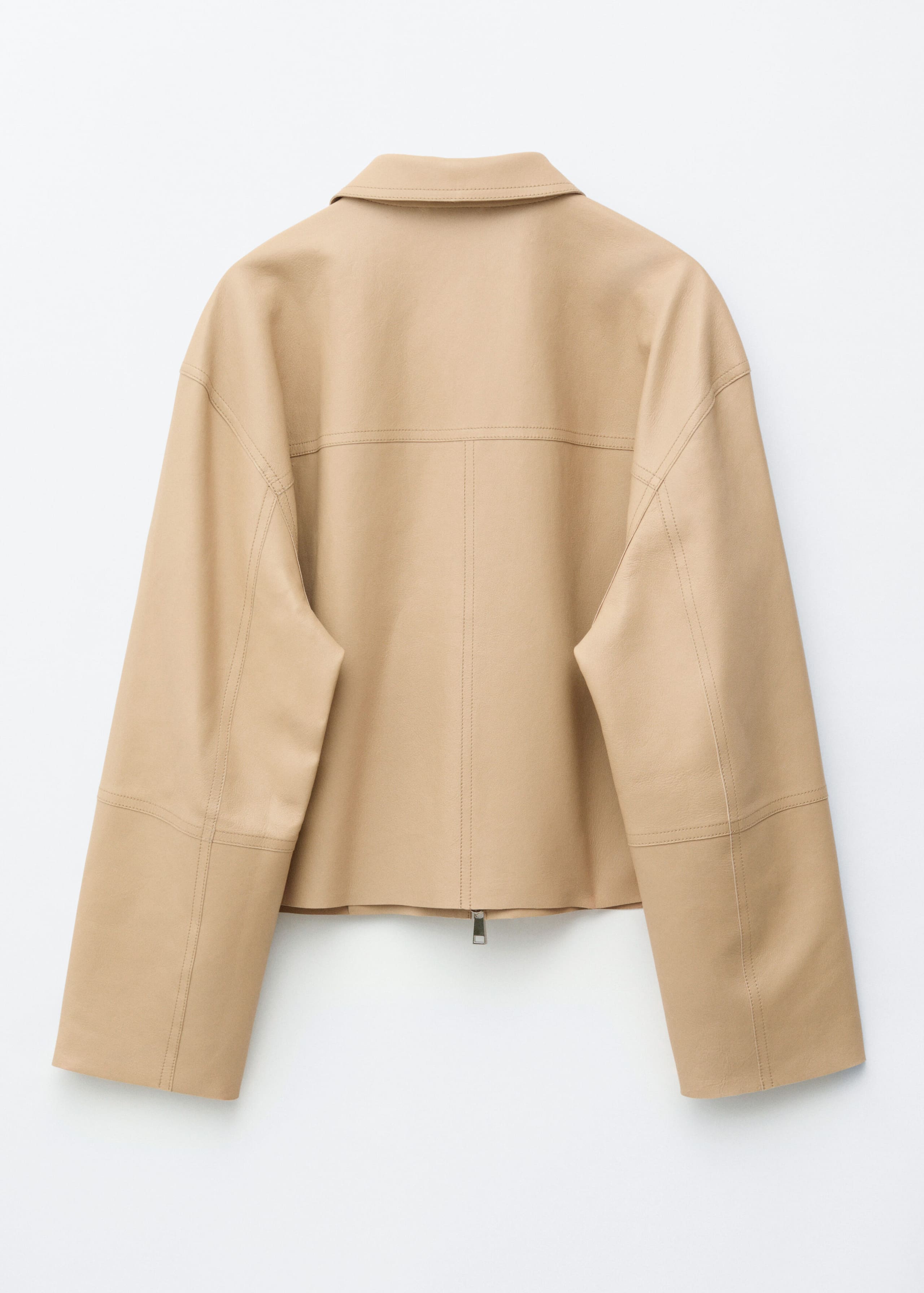 Relaxed Leather Jacket - Beige - Still Life