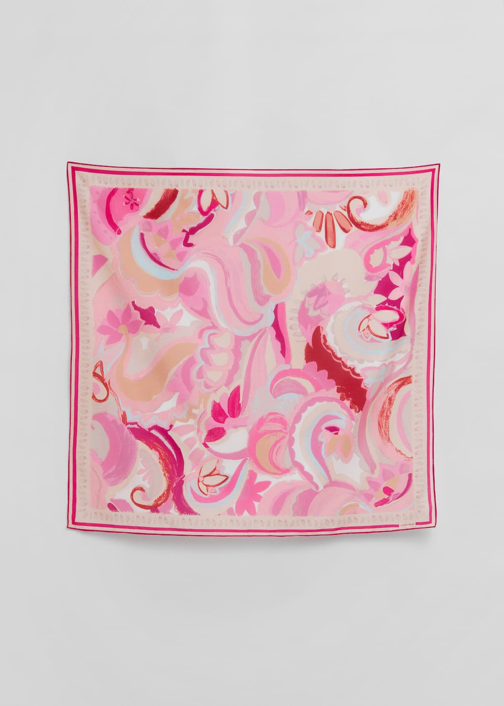 BlossomPrintSquareScarf - Fuchsia/Pastel pink - Natura morta