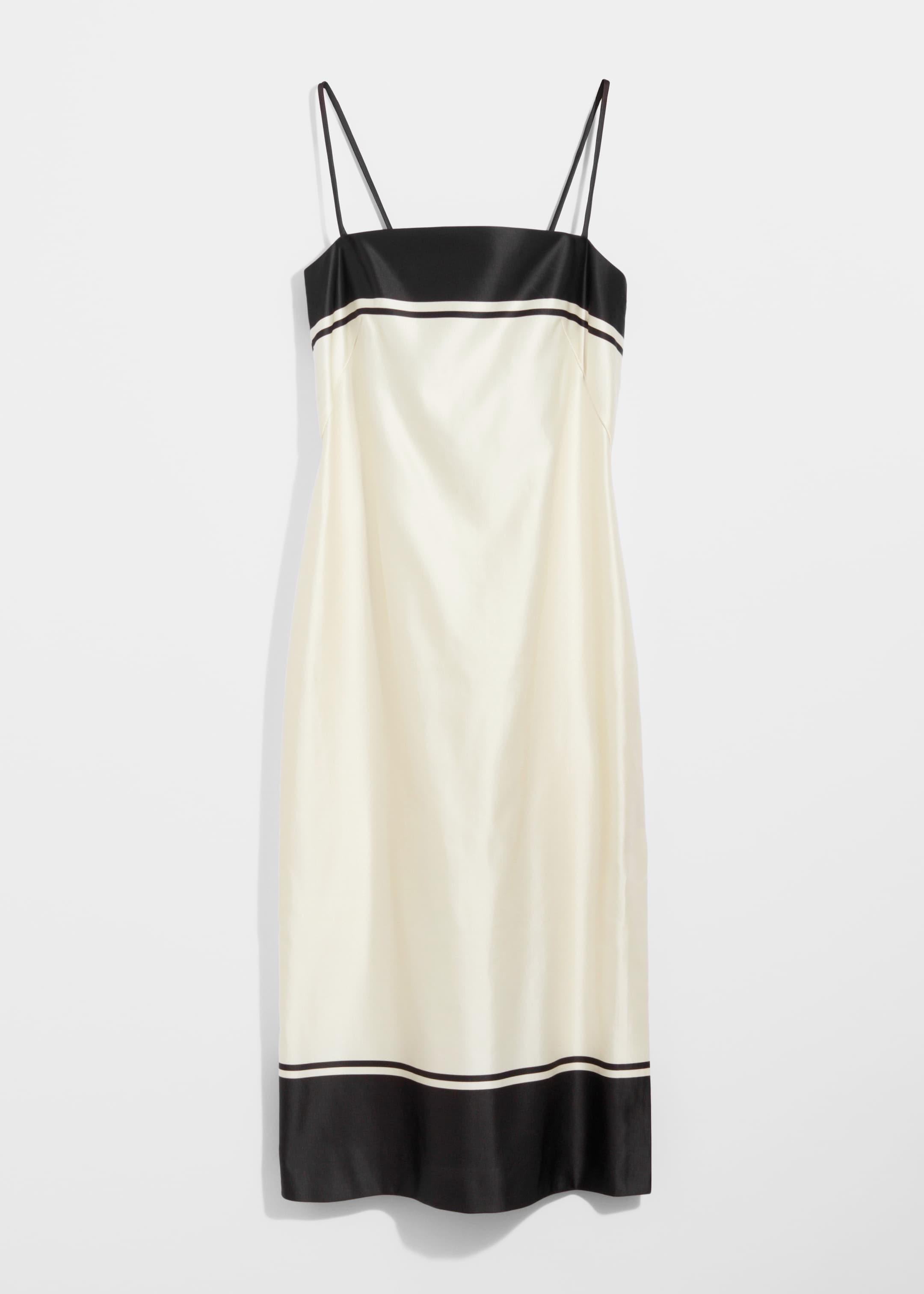 Visa större bild: Midiklänning i satin med smala axelband - Elfenben - DAM | H&M SE 1