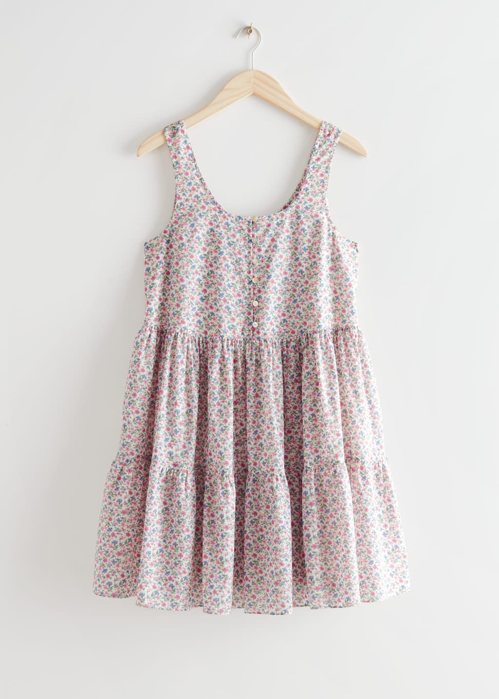 Printed Tiered Mini Dress - Pink Print - Still Life