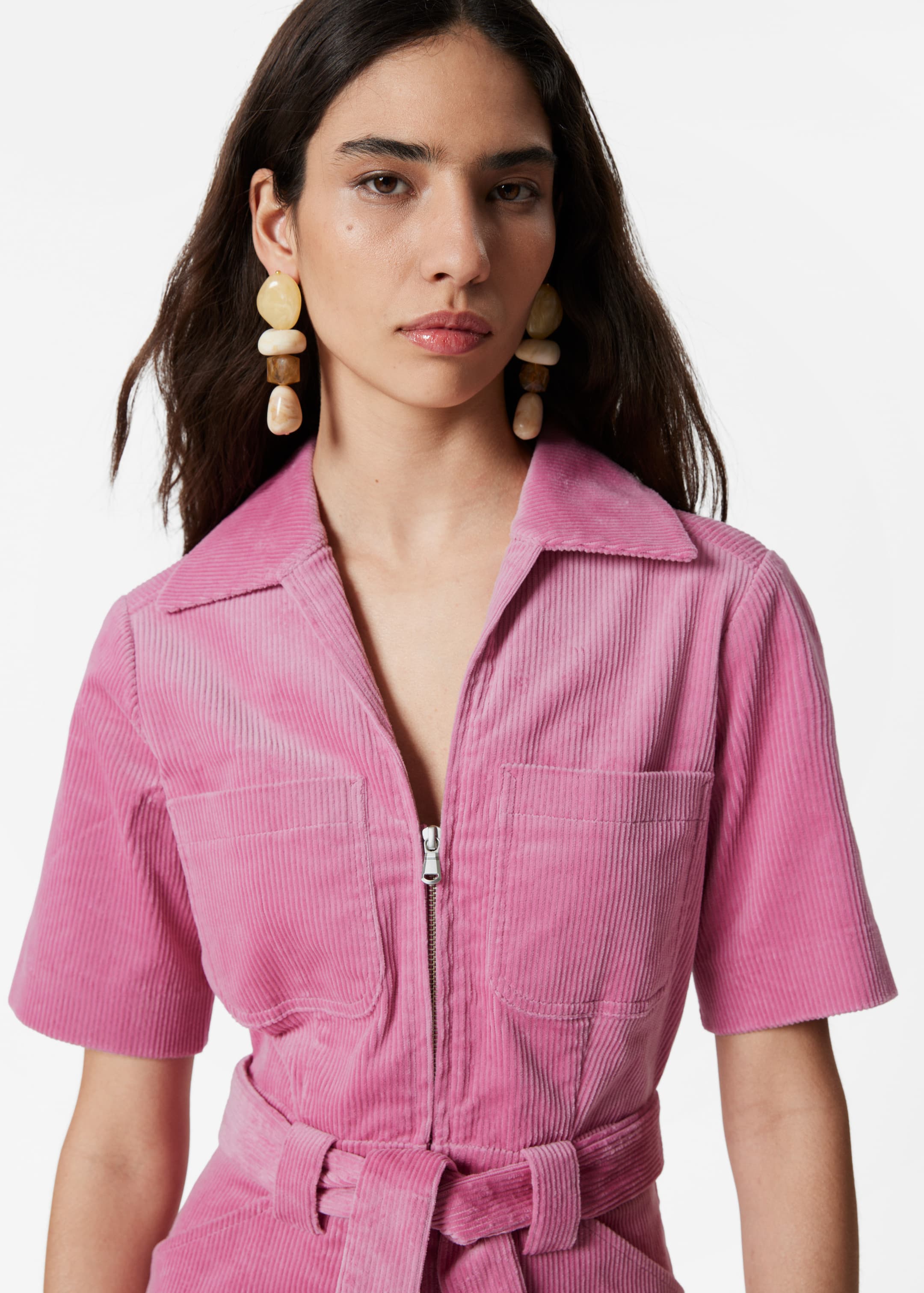 View larger image: Belted Corduroy Jumpsuit - Pink - Ladies | H&M GB 3