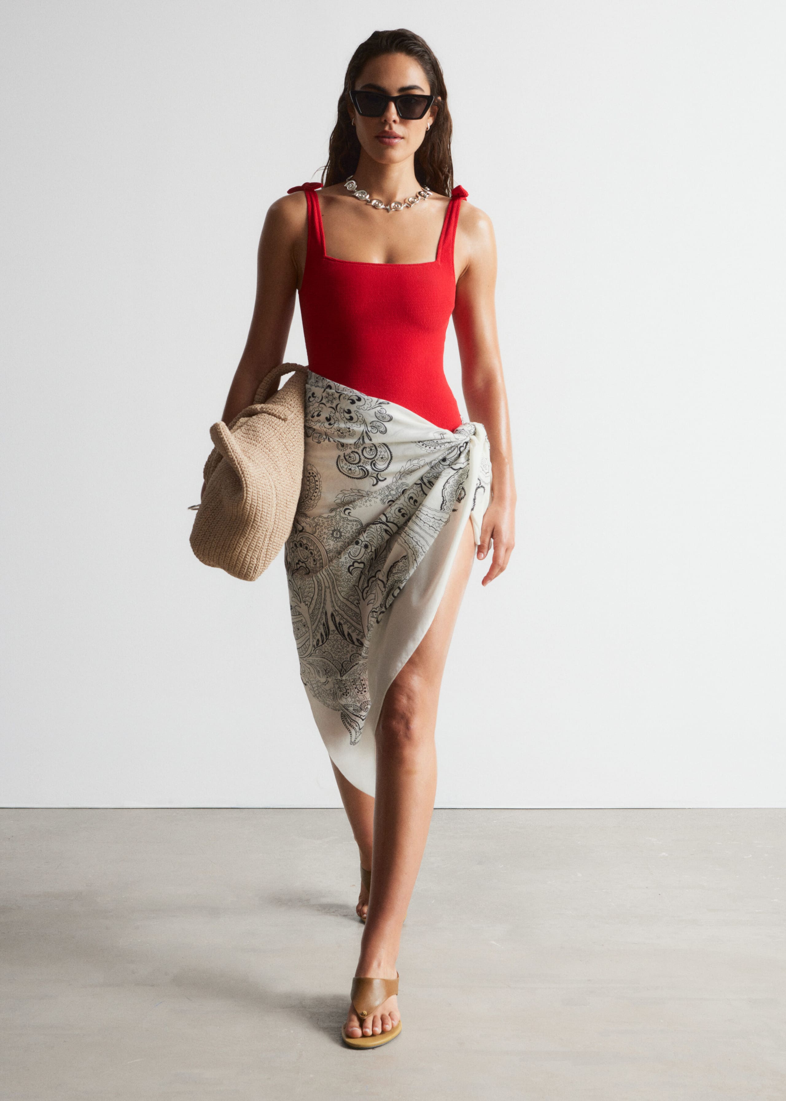 Printed Silk-Cotton Scarf - White - Still Life