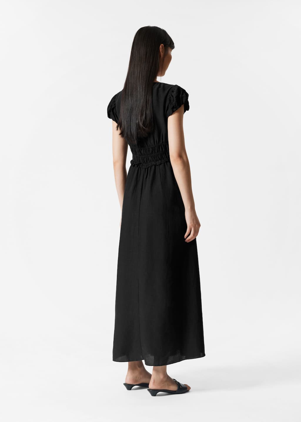 Image of Abito midi con maniche a palloncino