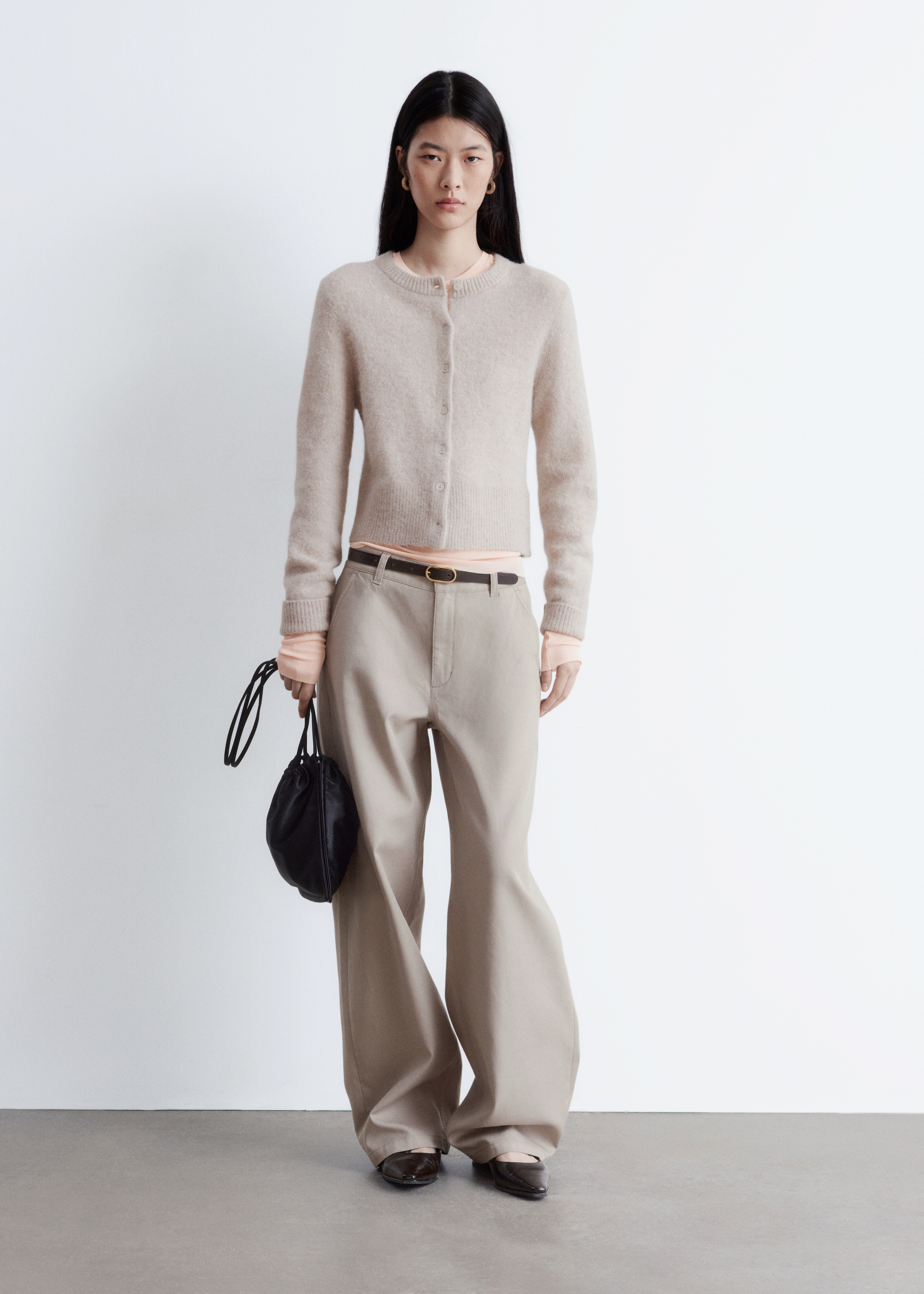 Kardigan s příměsí alpaky - Greige/Tmavě červená/Světle žlutá