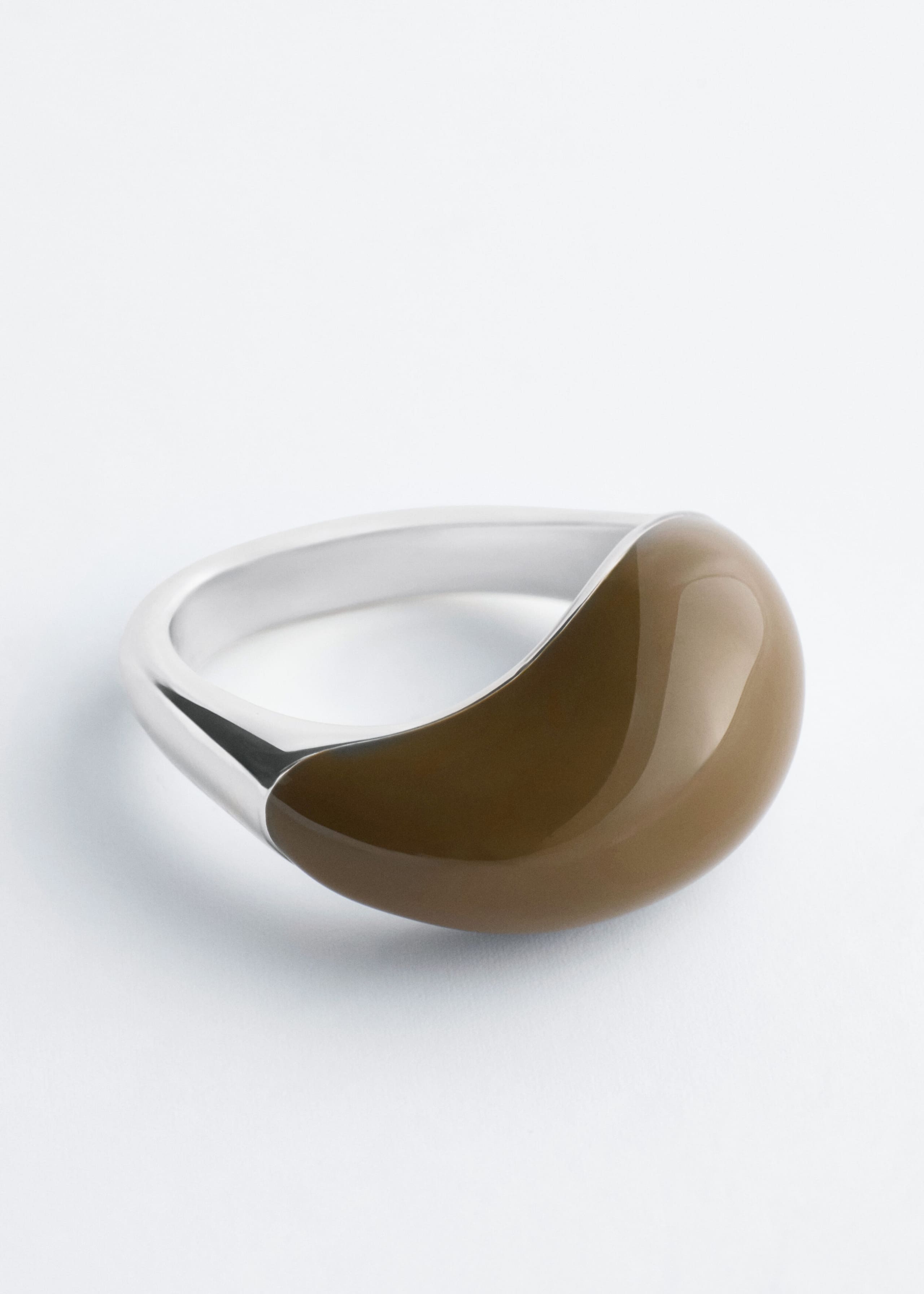 Sculptural 2-Pack Ring Set - Silver/Dark Beige - Still Life