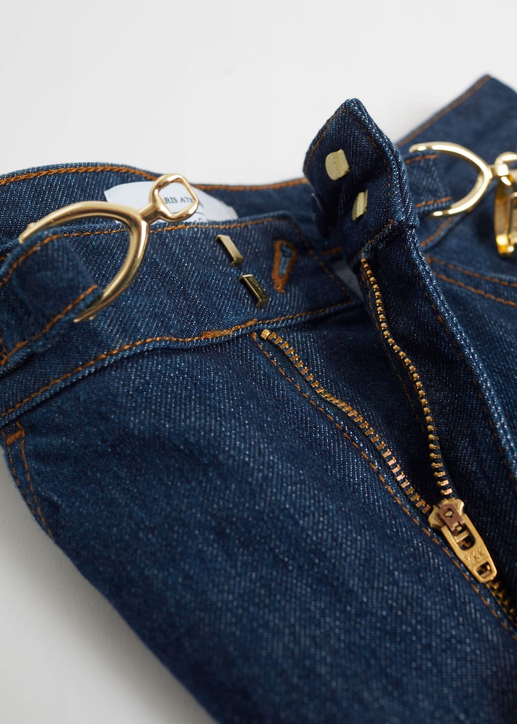 Straight Gold-Buckle Jeans - {{variantName}} - Descriptive Detail